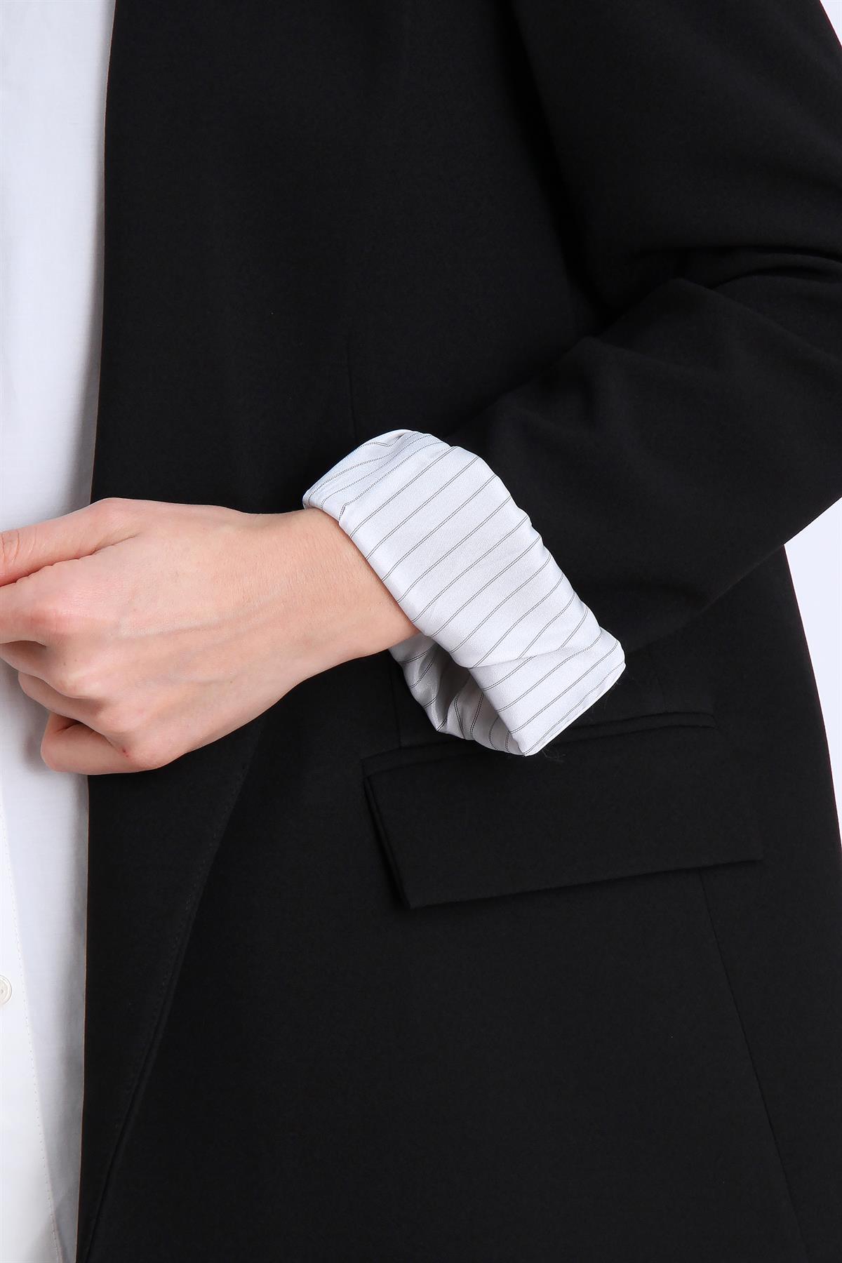 9134 KOLU KATLAMALI CEKET SİYAH