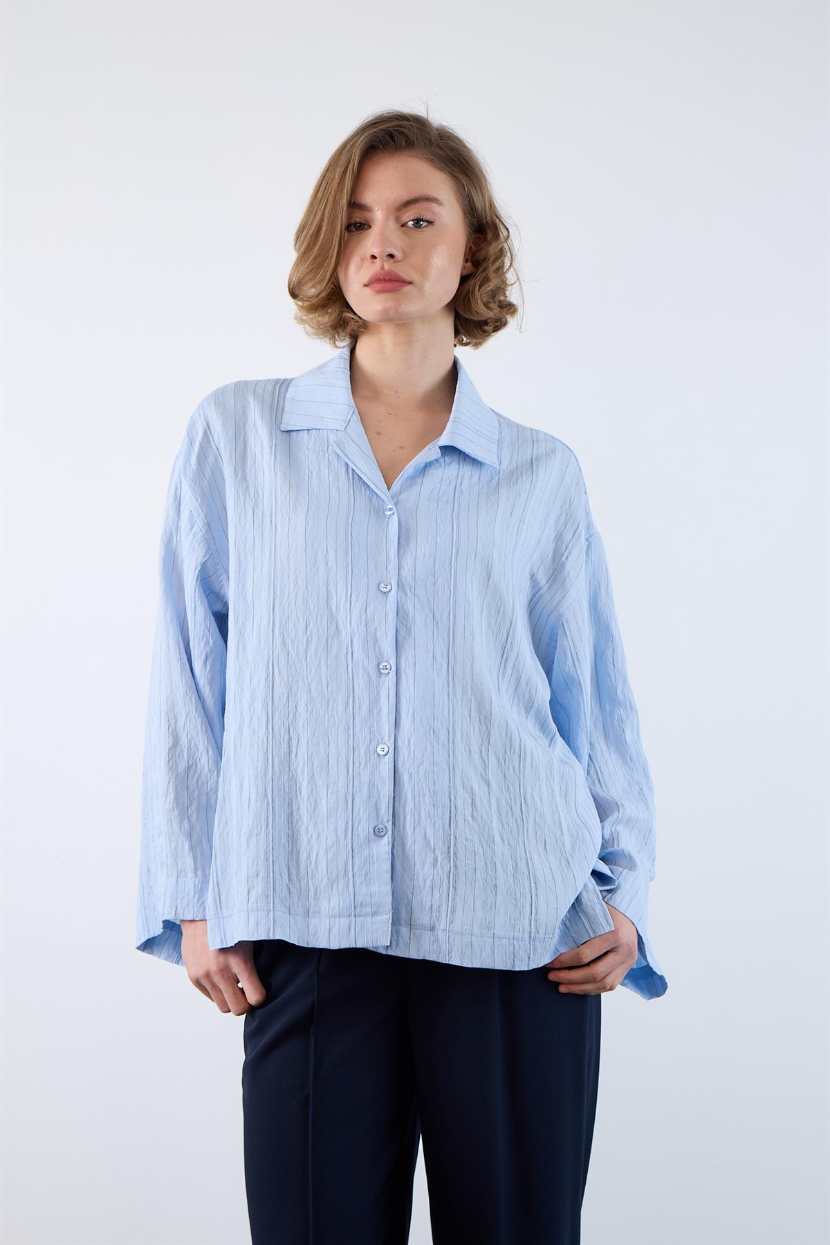 4956 OVERSIZE GÖMLEK MAVİ