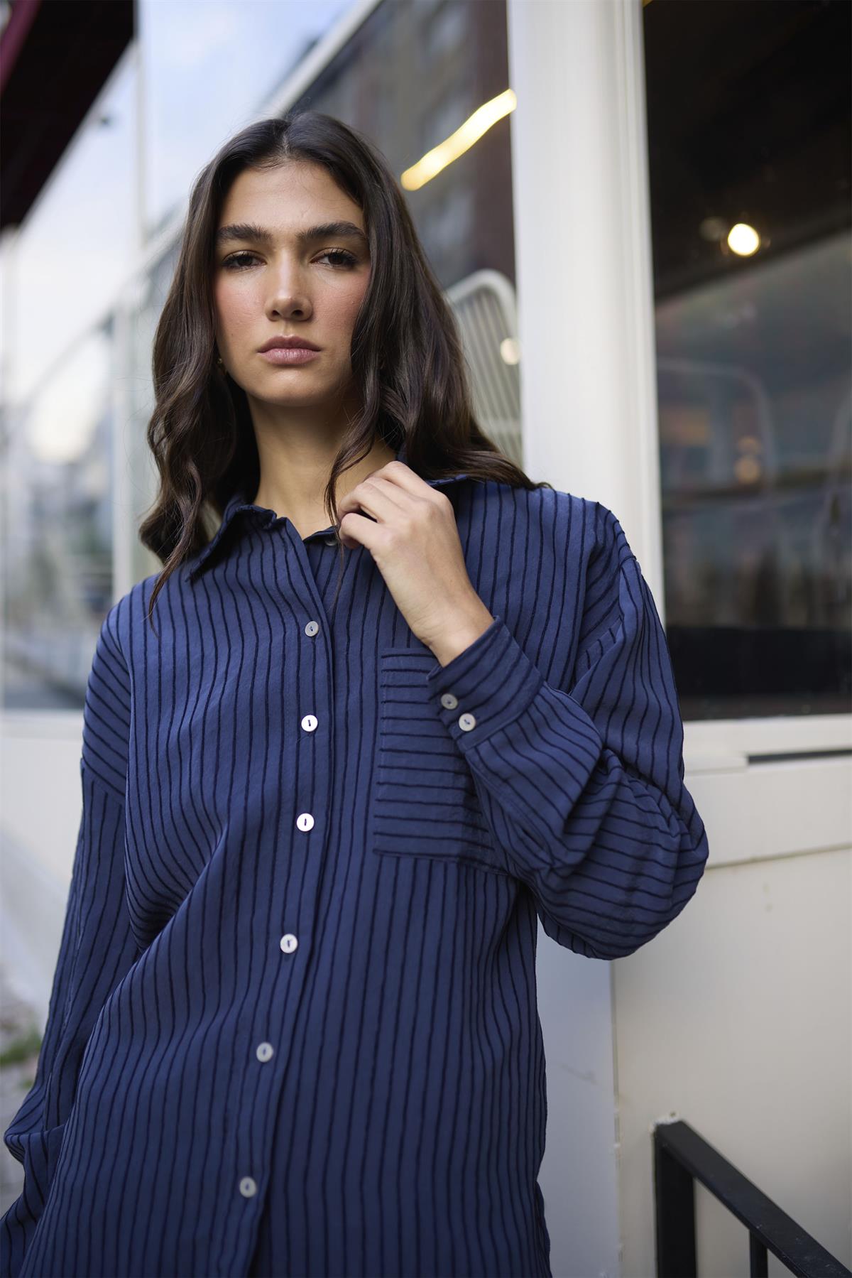 5000 OVERSIZE GÖMLEK LACİVERT