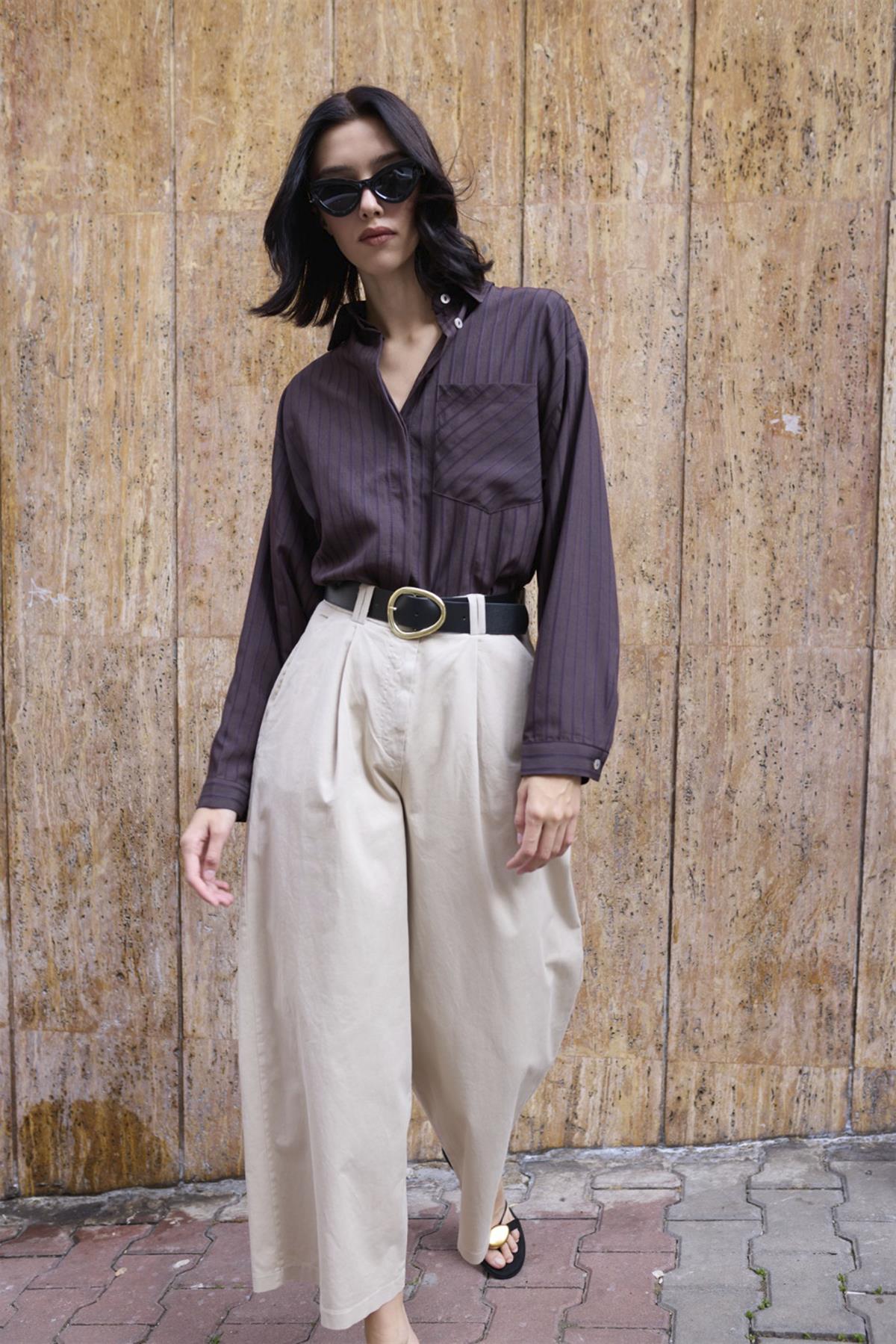 51223 KEMERLİ PANTOLON TAŞ