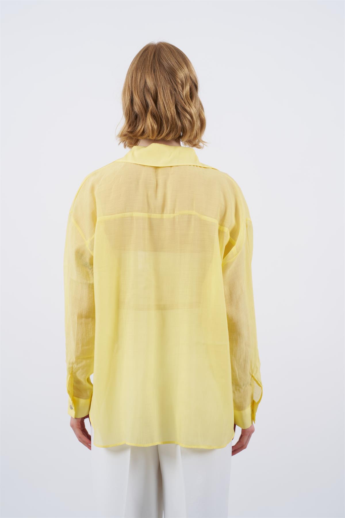 4924 OVERSIZE İPEKSİ GÖMLEK SARI