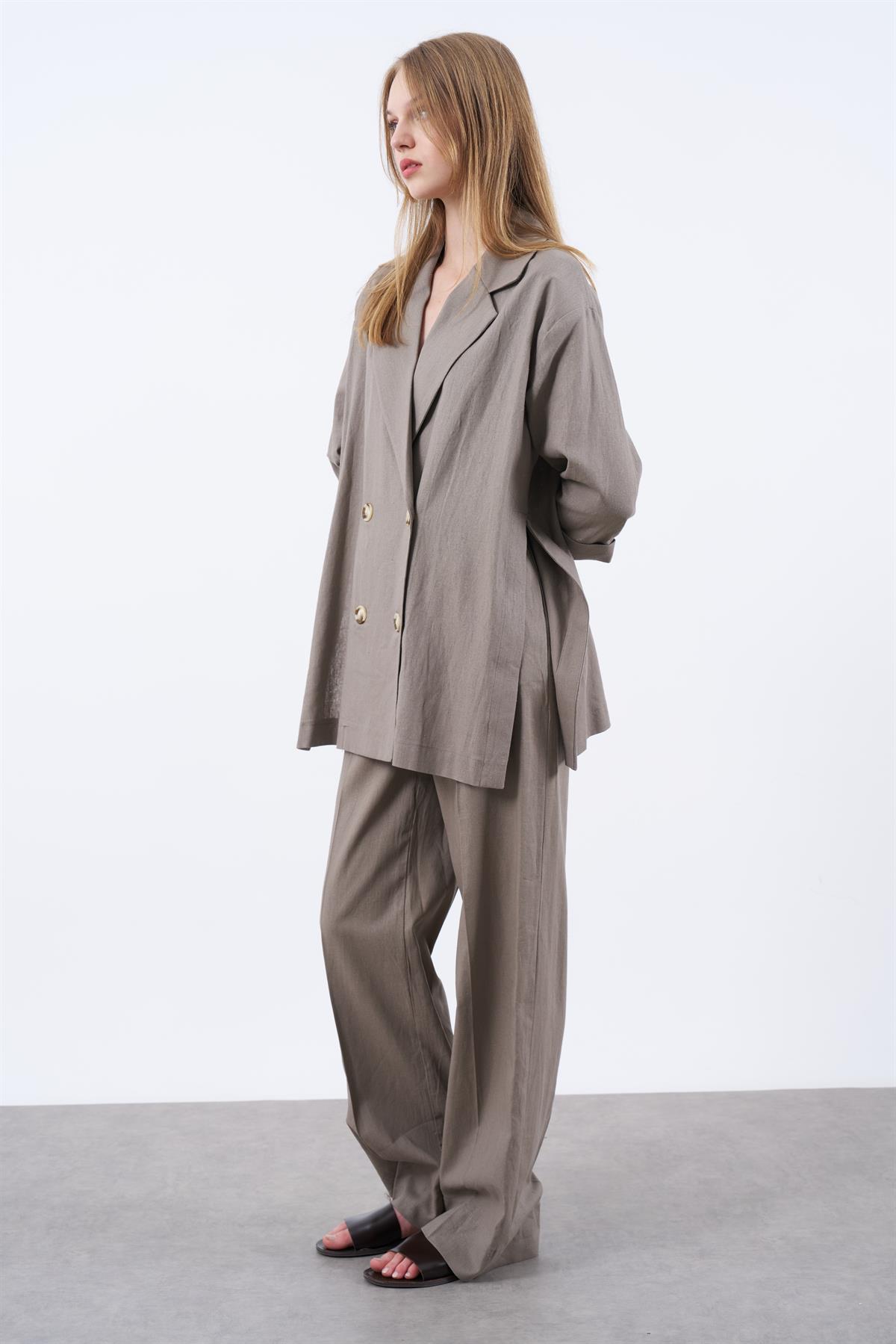 9450 KRUVAZE CEKET PANTOLON TAKIM VİZON