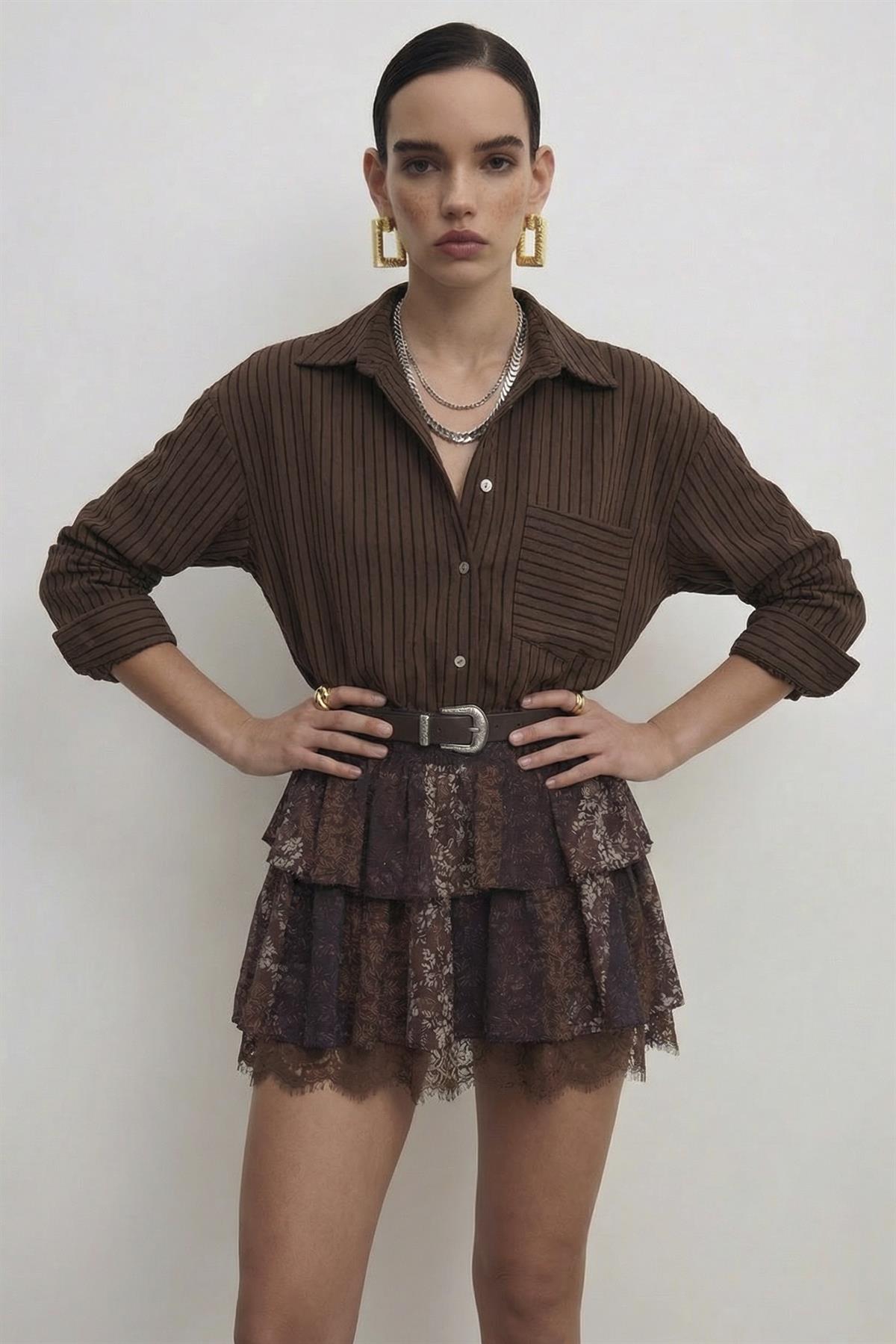 5000 OVERSIZE GÖMLEK KAHVE