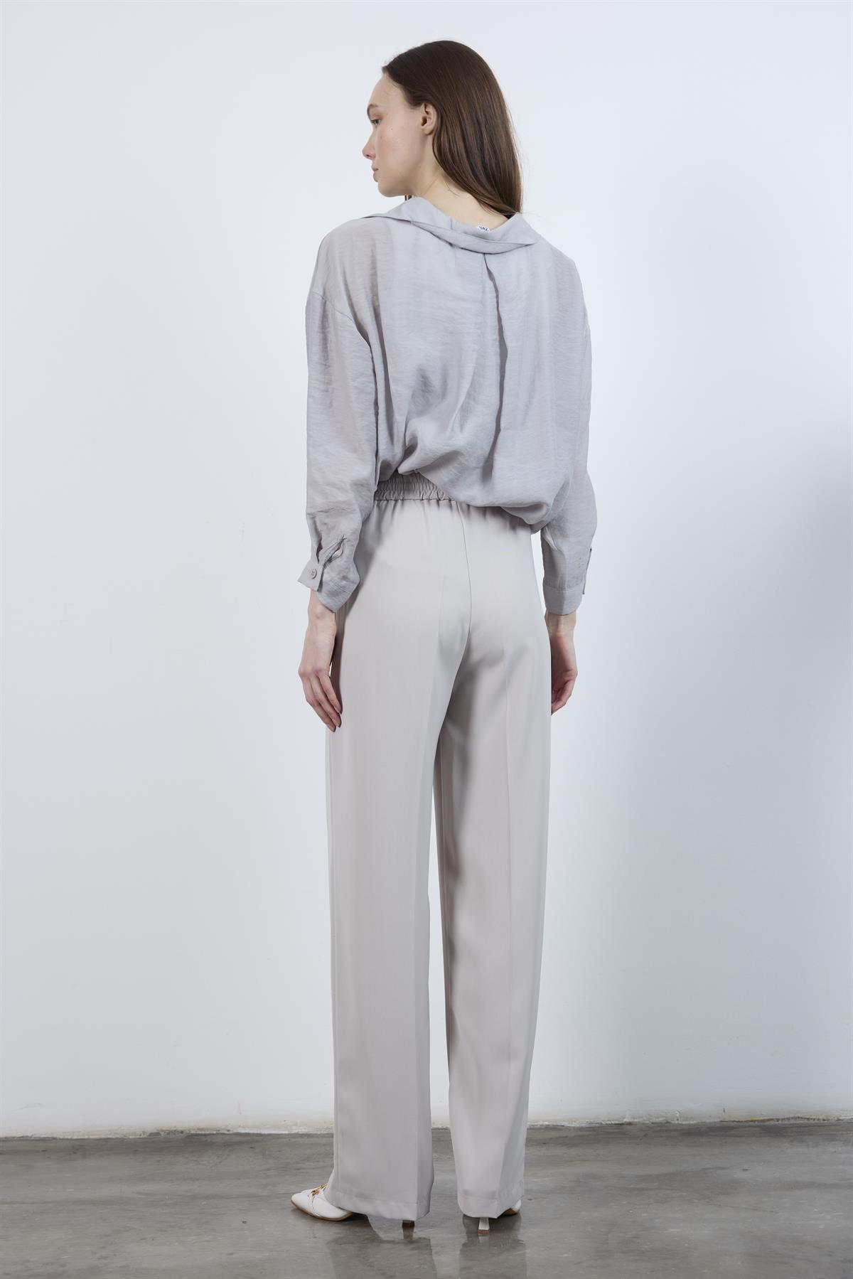 51078 PİLELİ PALAZZO PANTOLON TAŞ