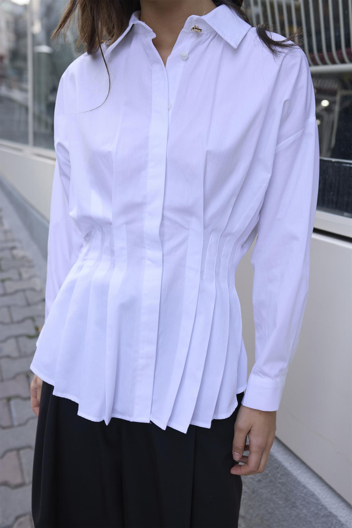 4996 PİLİLİ GÖMLEK BEYAZ