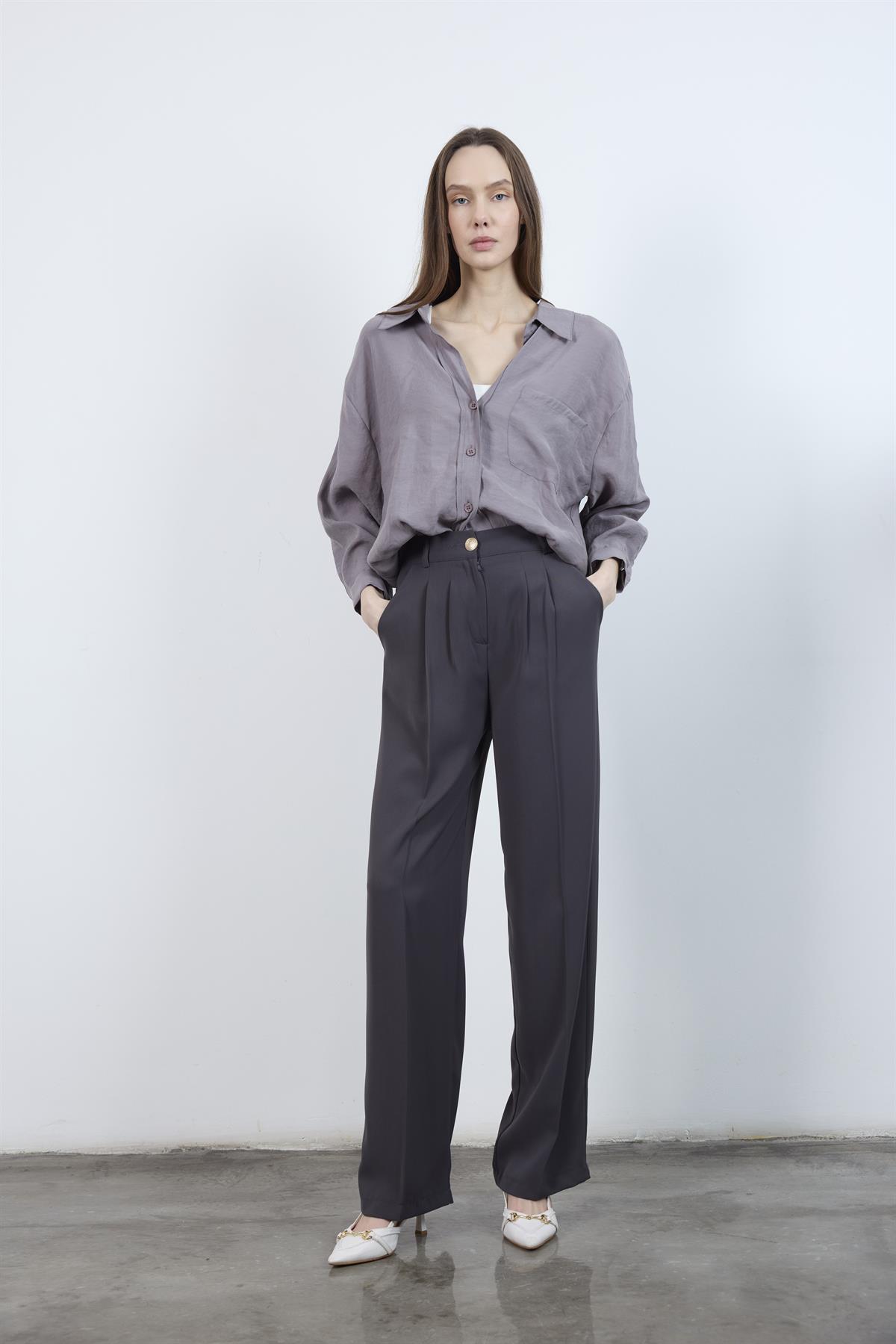 51078 PİLELİ PALAZZO PANTOLON ANTRASİT