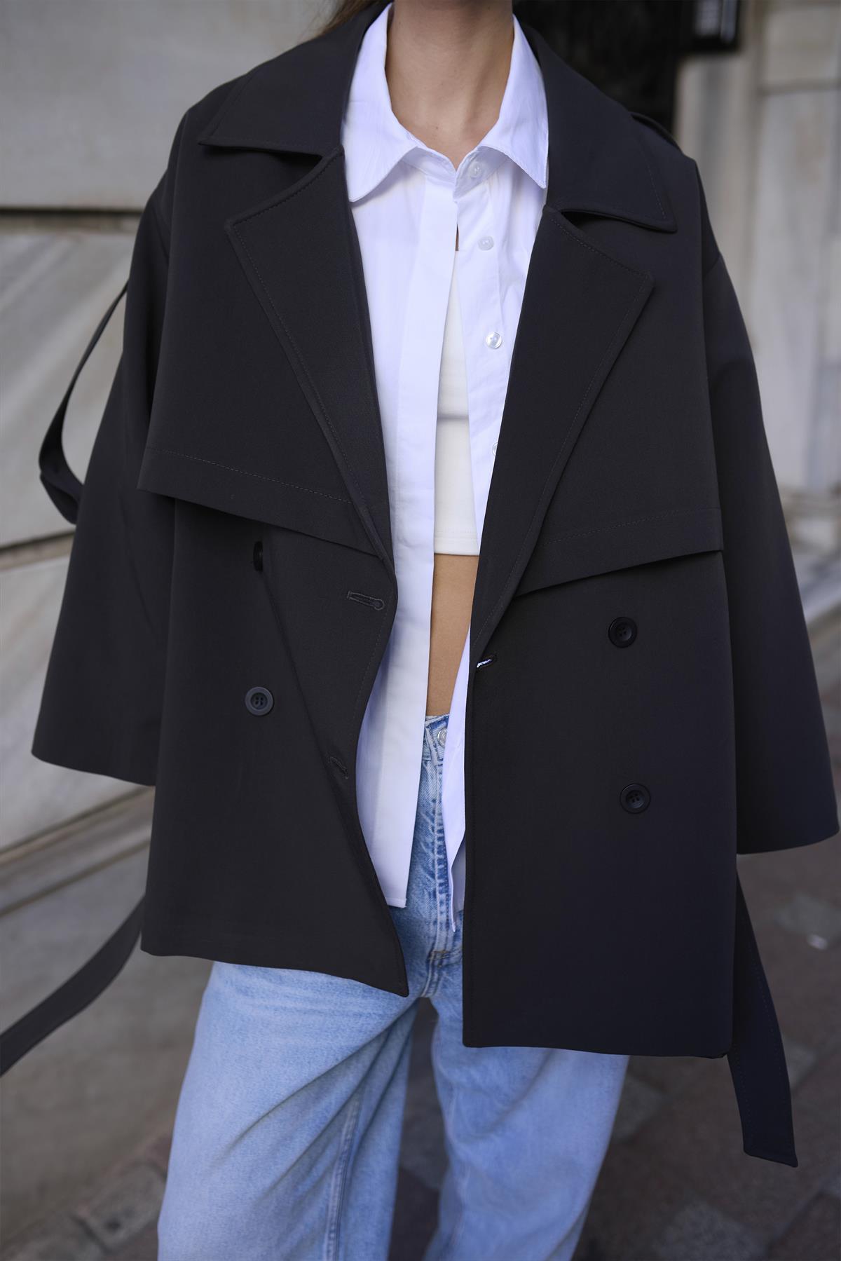 9580 KISA TRENÇ KOYU KAHVE