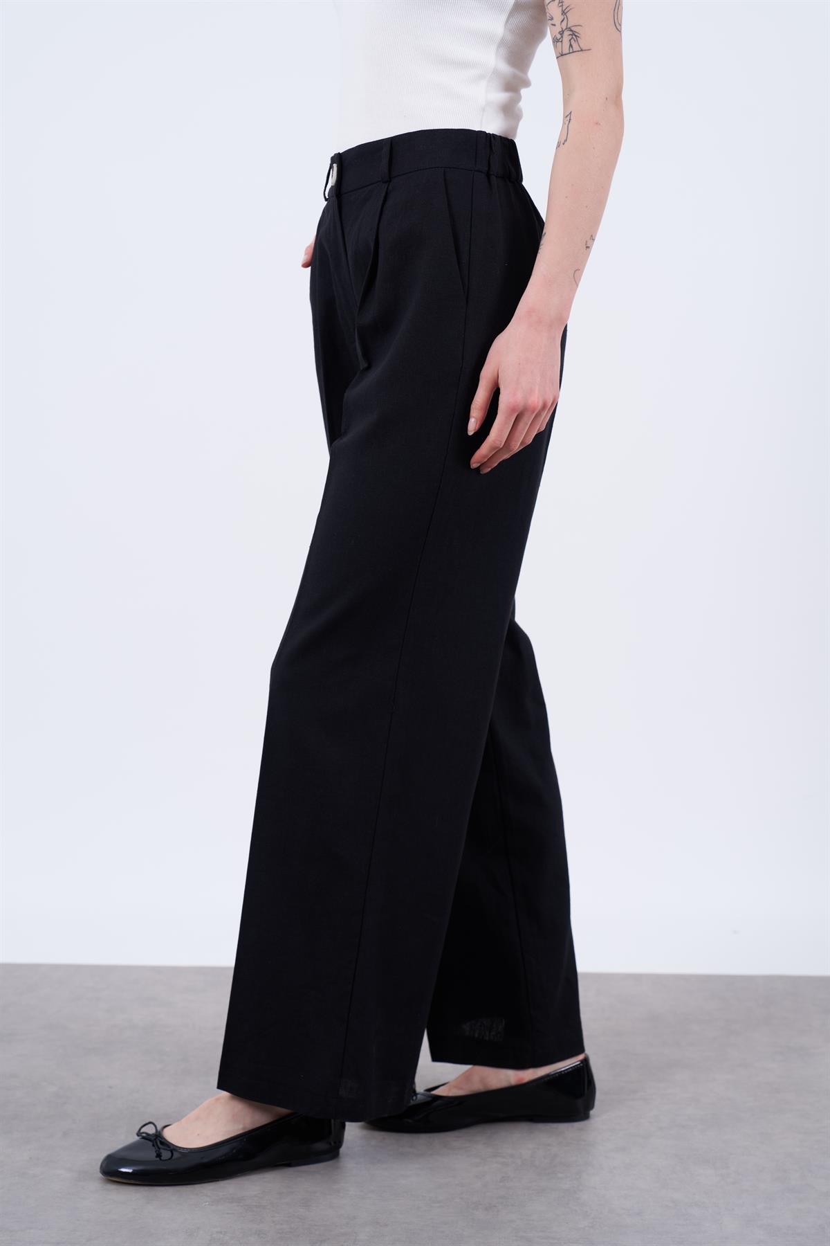 51016 KETEN PANTOLON SİYAH