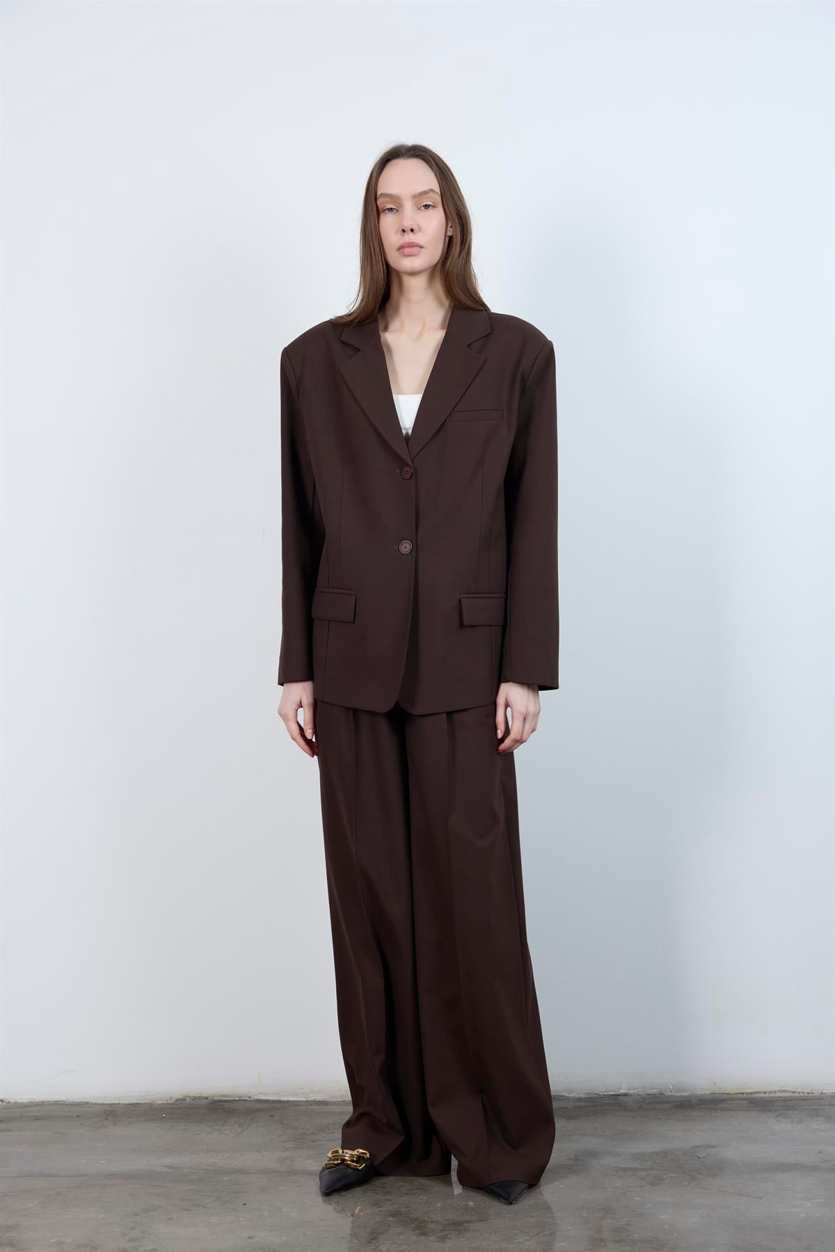 50949 POLİVİSKON PANTOLON KAHVE