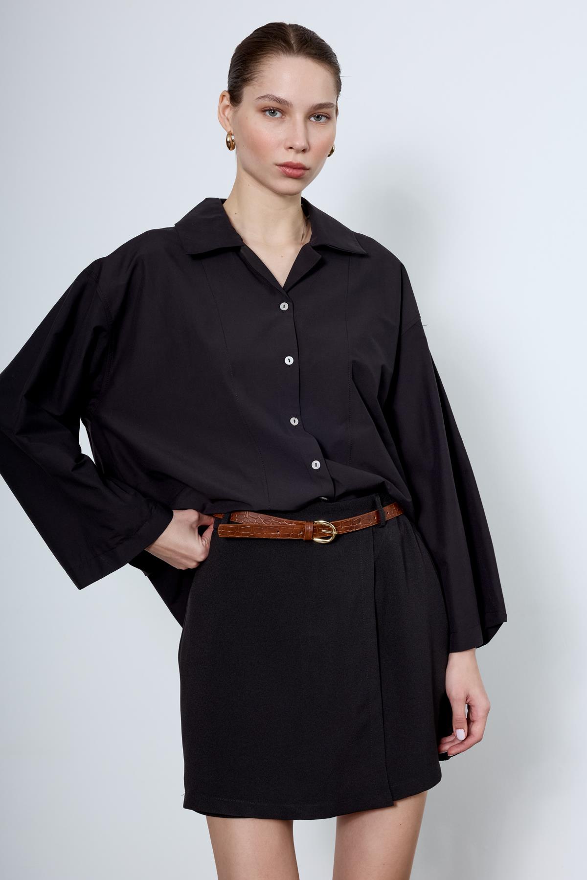 4952 OVERSIZE GÖMLEK SİYAH