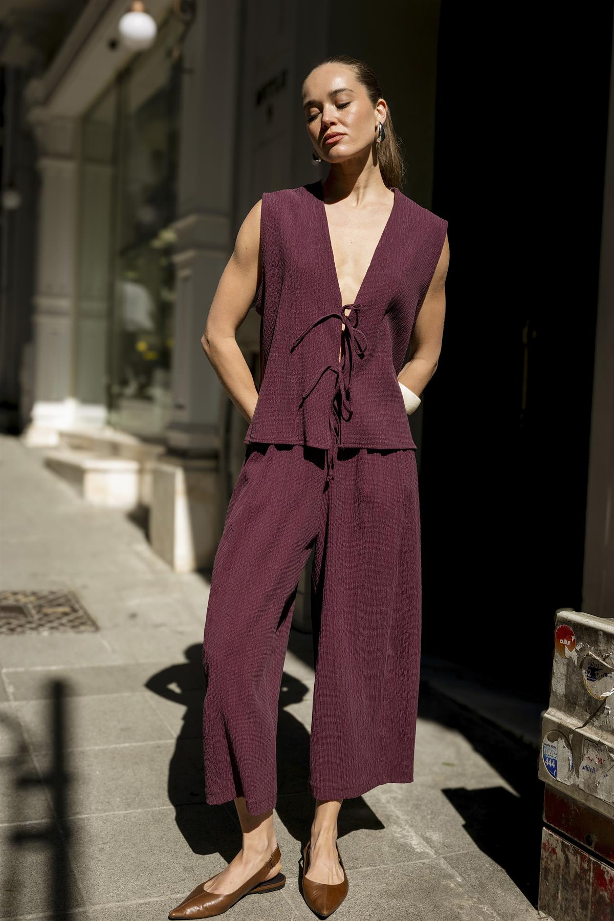 51155 YELEK PANTOLON TAKIM BORDO