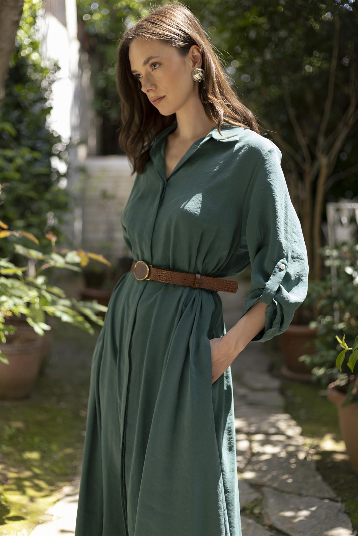 3270 GÖMLEK ELBİSE ZÜMRÜT