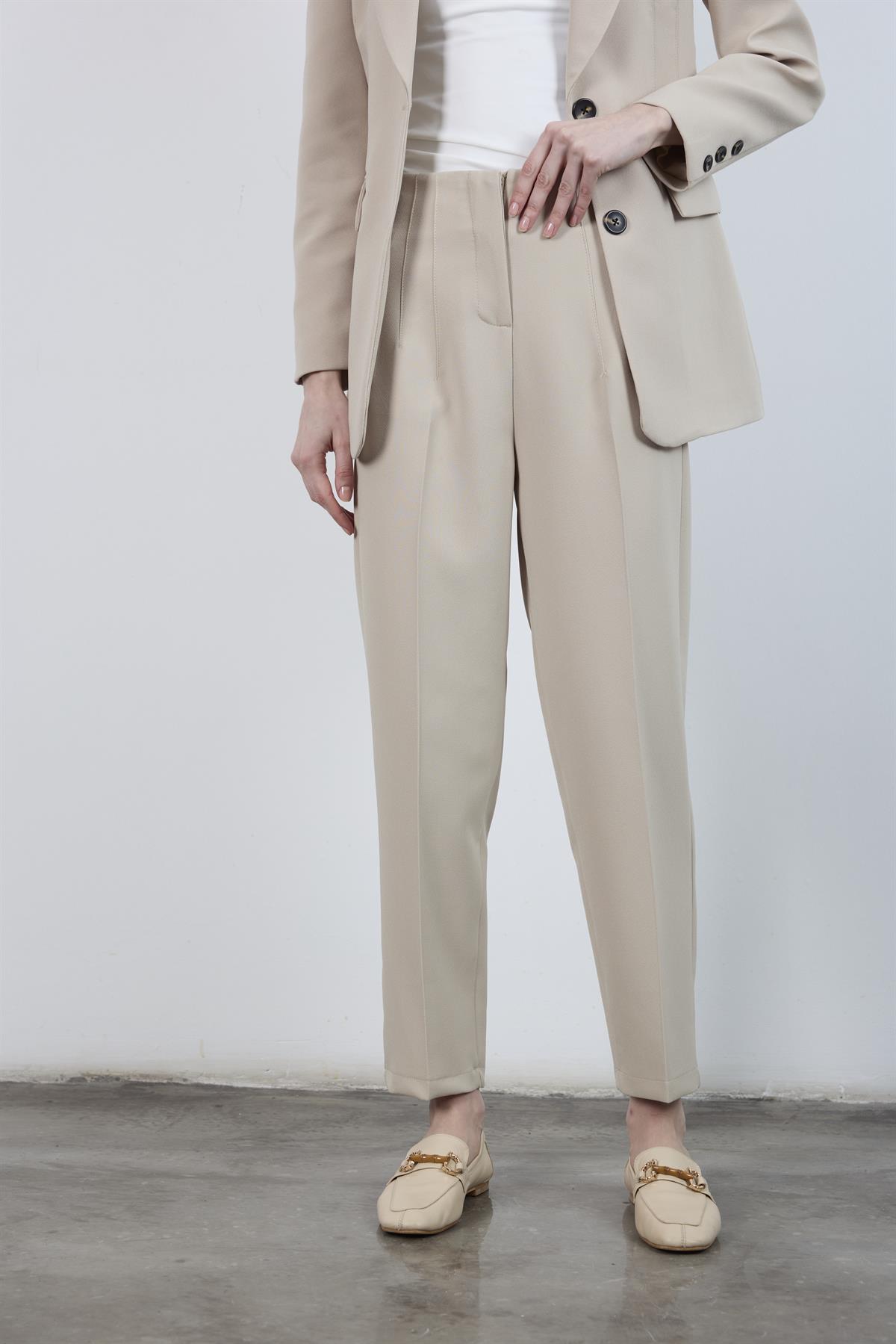 50109 PENSLİ HAVUÇ PANTOLON TAŞ