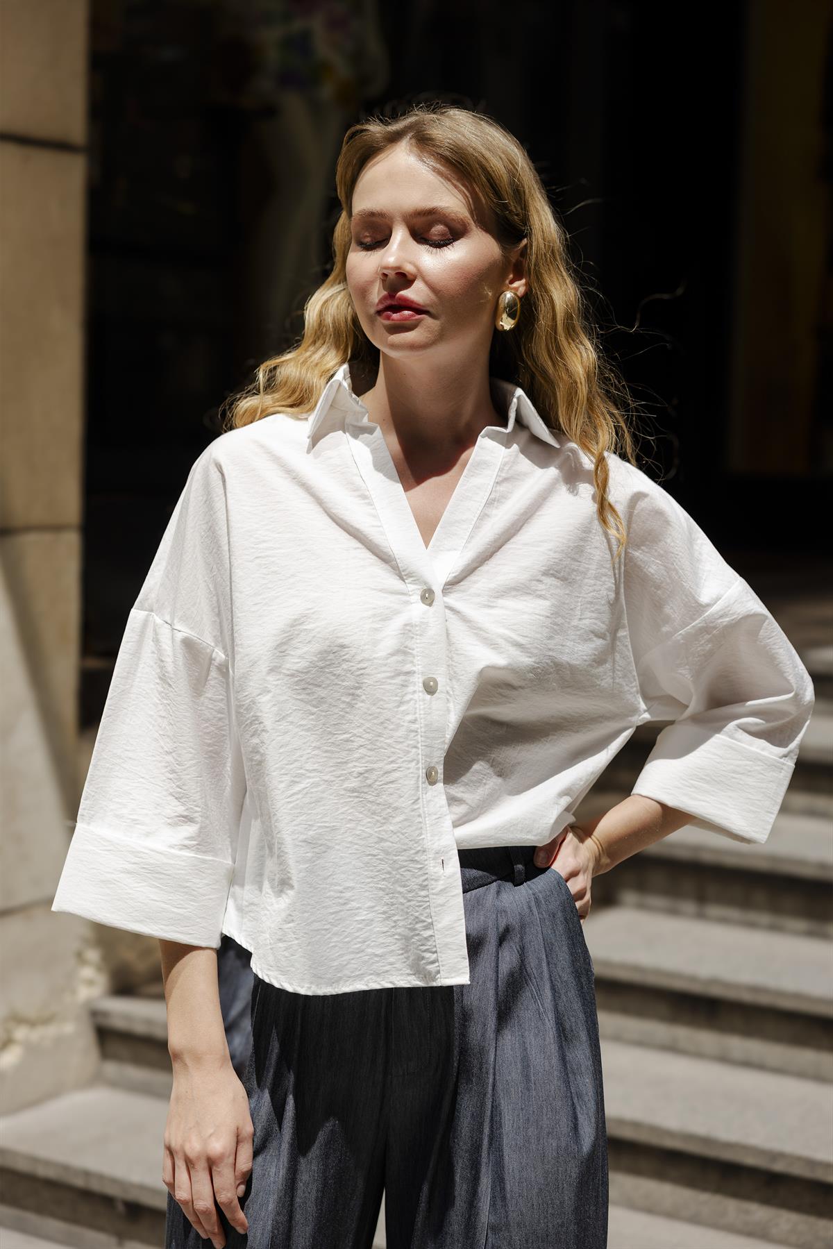 4973 OVERSIZE GÖMLEK BEYAZ