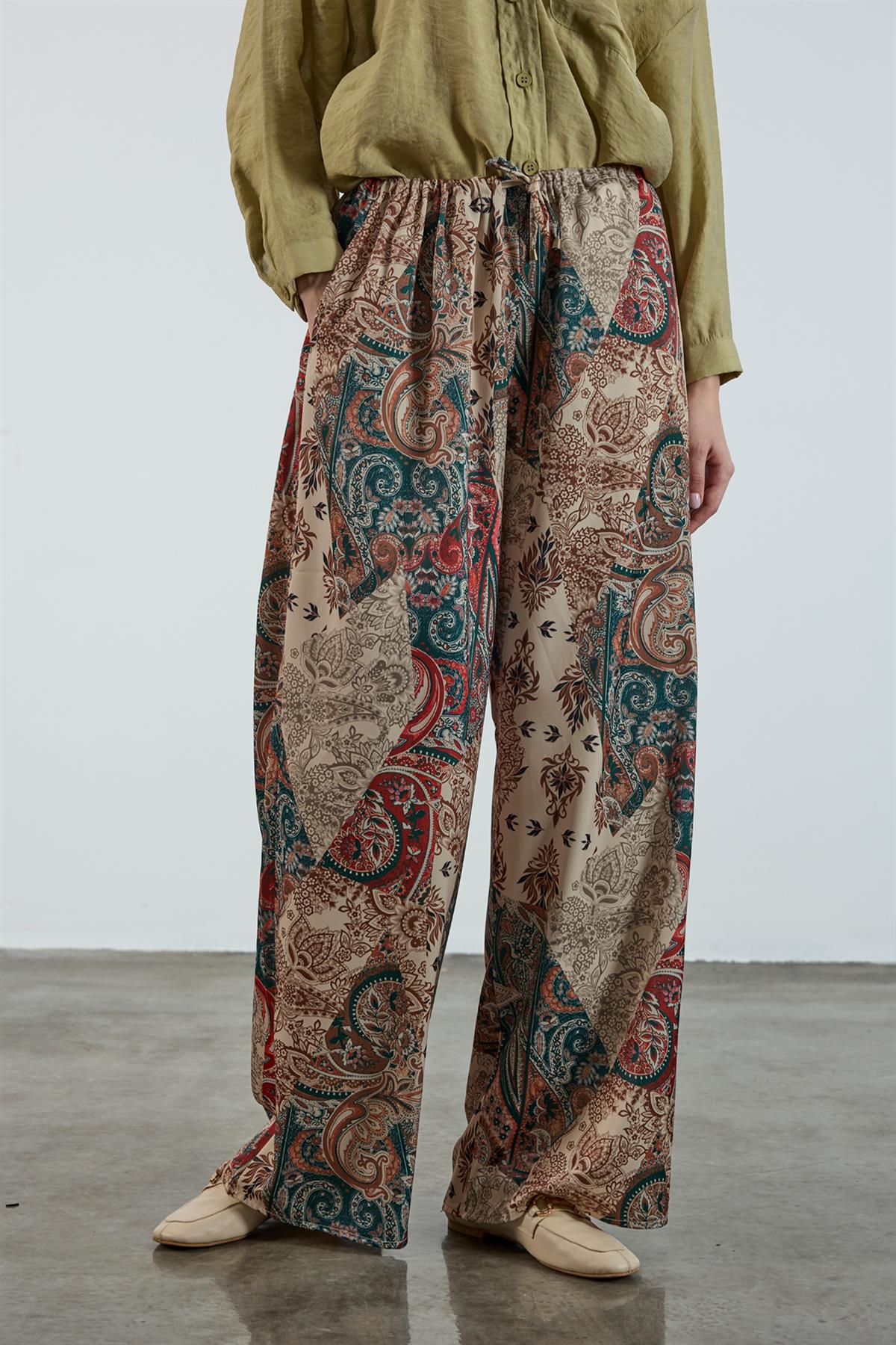 51139 EMPİRME SATEN PANTOLON TAŞ