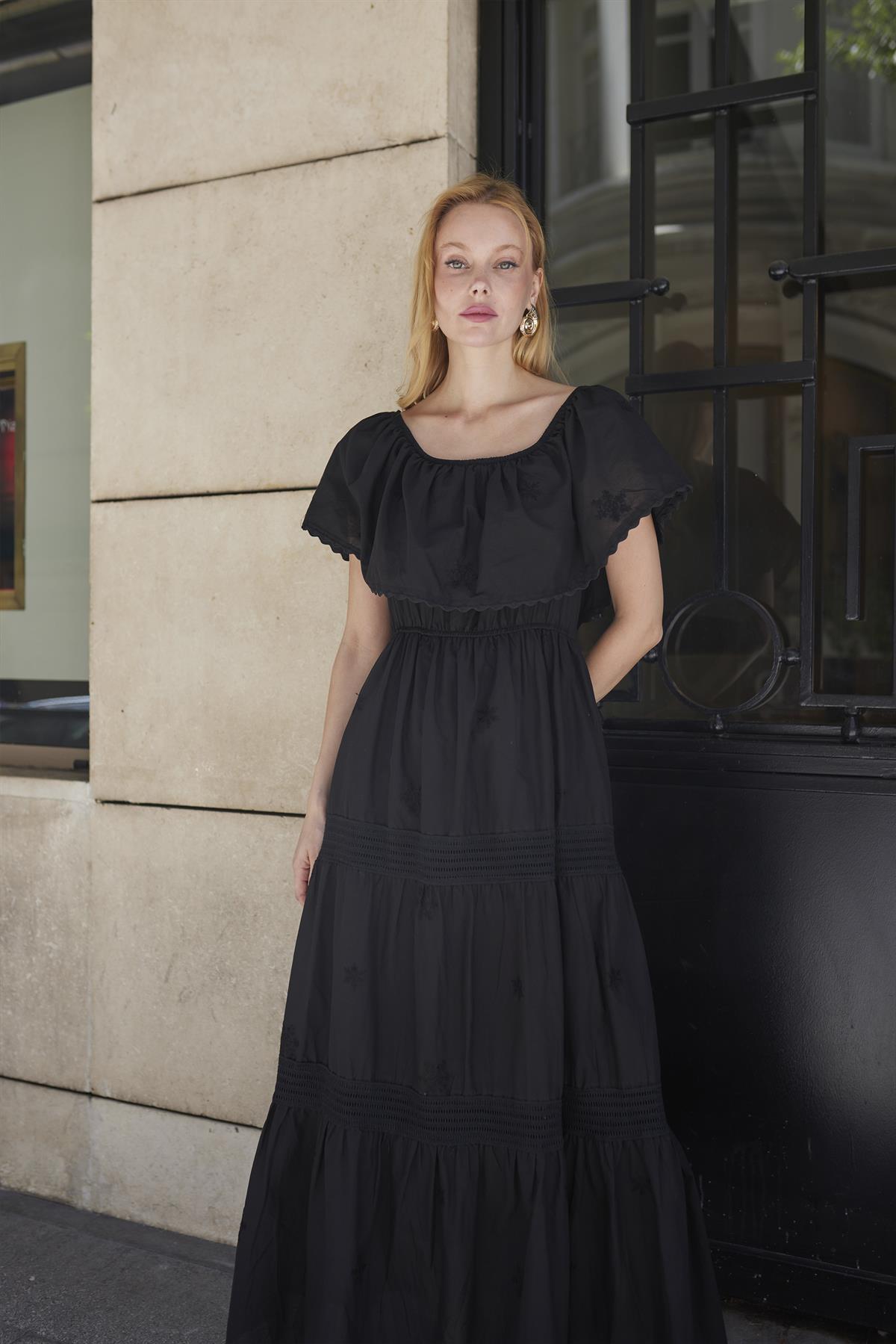 3324 DANTELLİ ELBİSE SİYAH