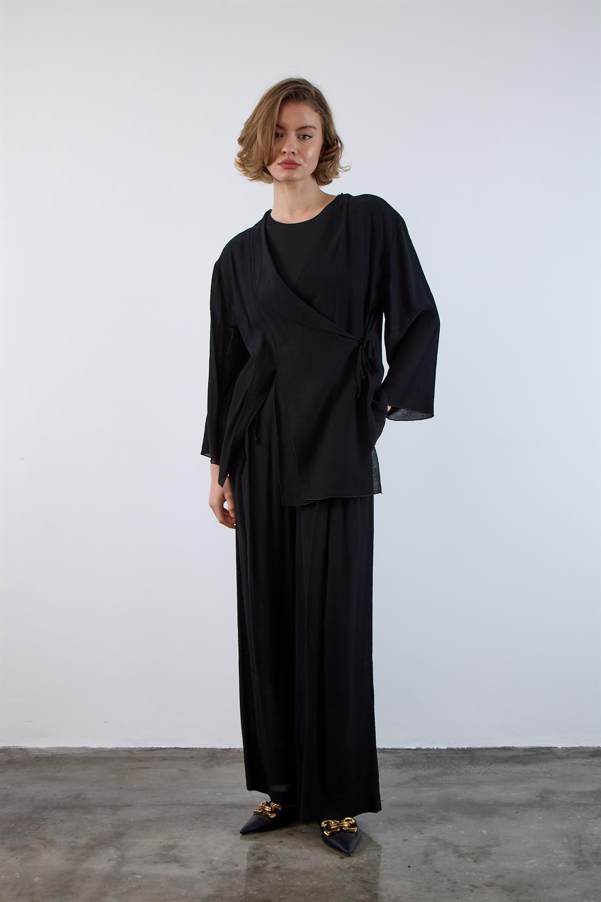 51109 KİMONO TAKIM SİYAH