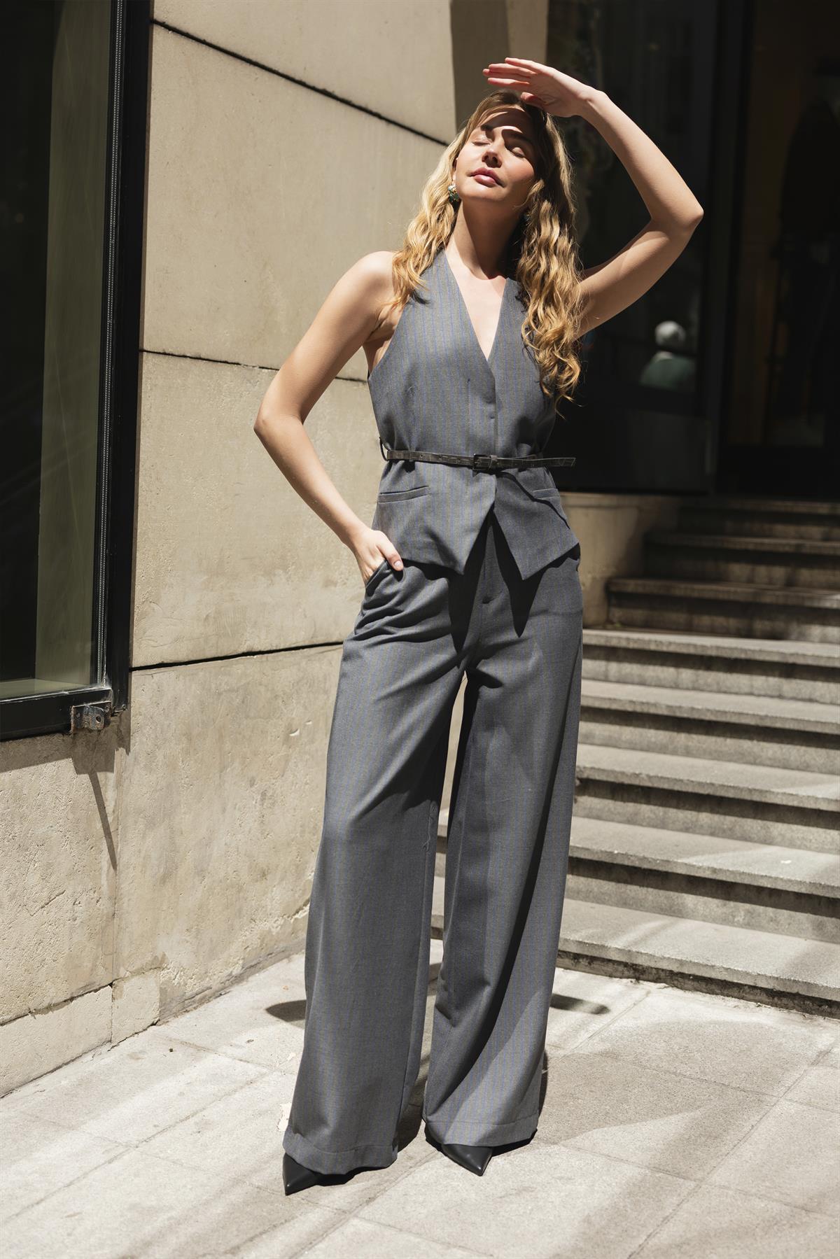 9569 YELEK PANTOLON TAKIM ANTRASİT-MAVİ