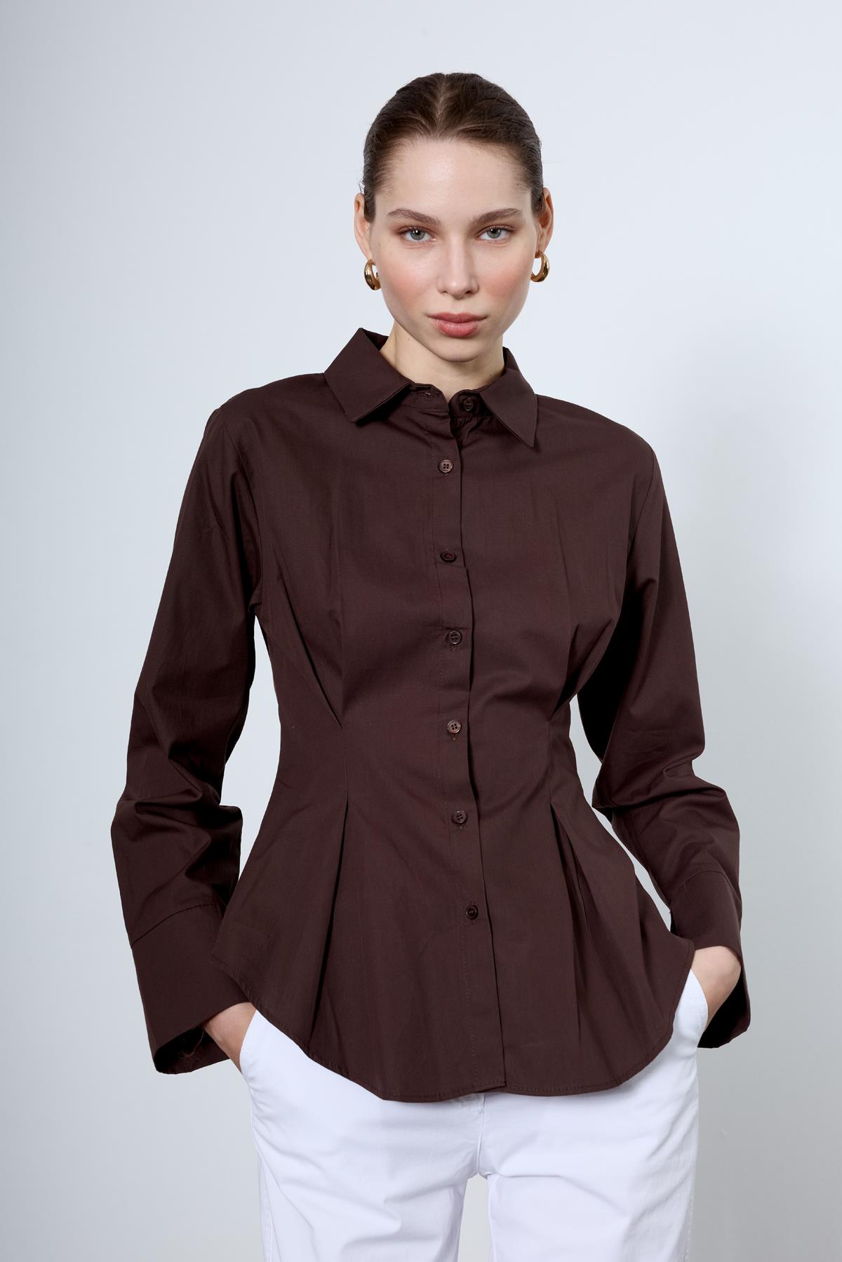 4965 PİLİLİ GÖMLEK KAHVE