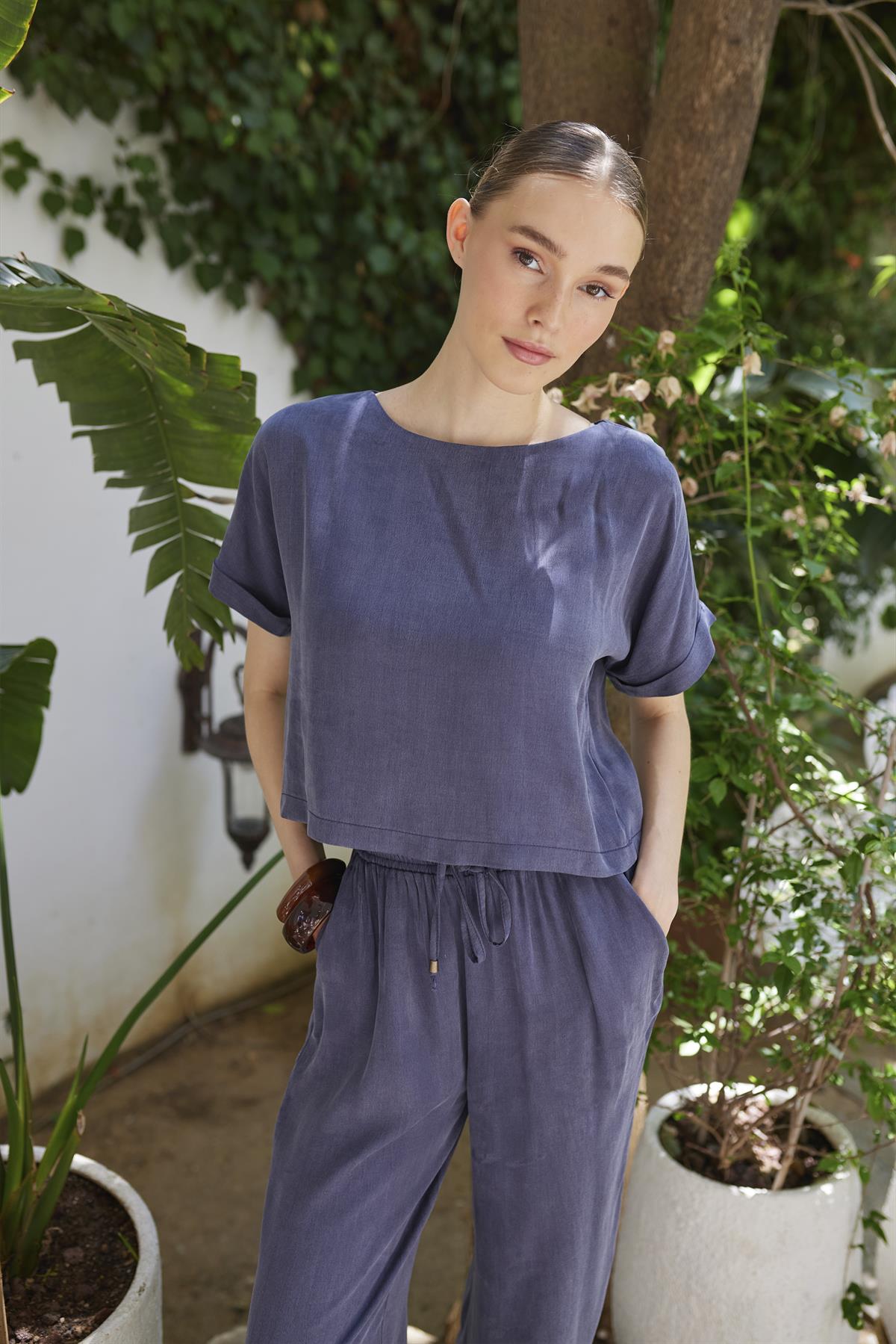 51163 BLUZ PANTOLON TAKIM İNDİGO