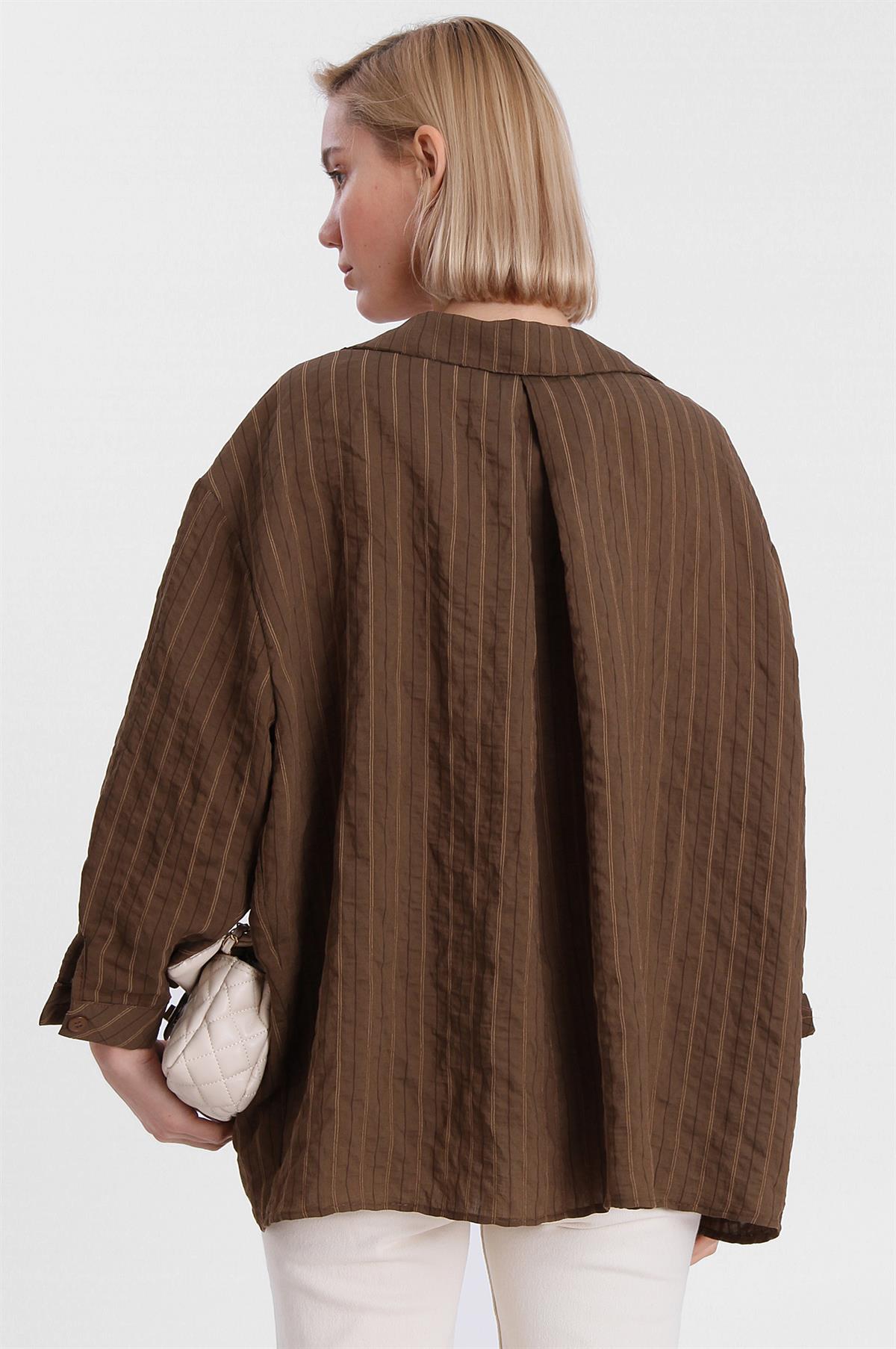 4758 OVERSIZE GÖMLEK(4612) KAHVE