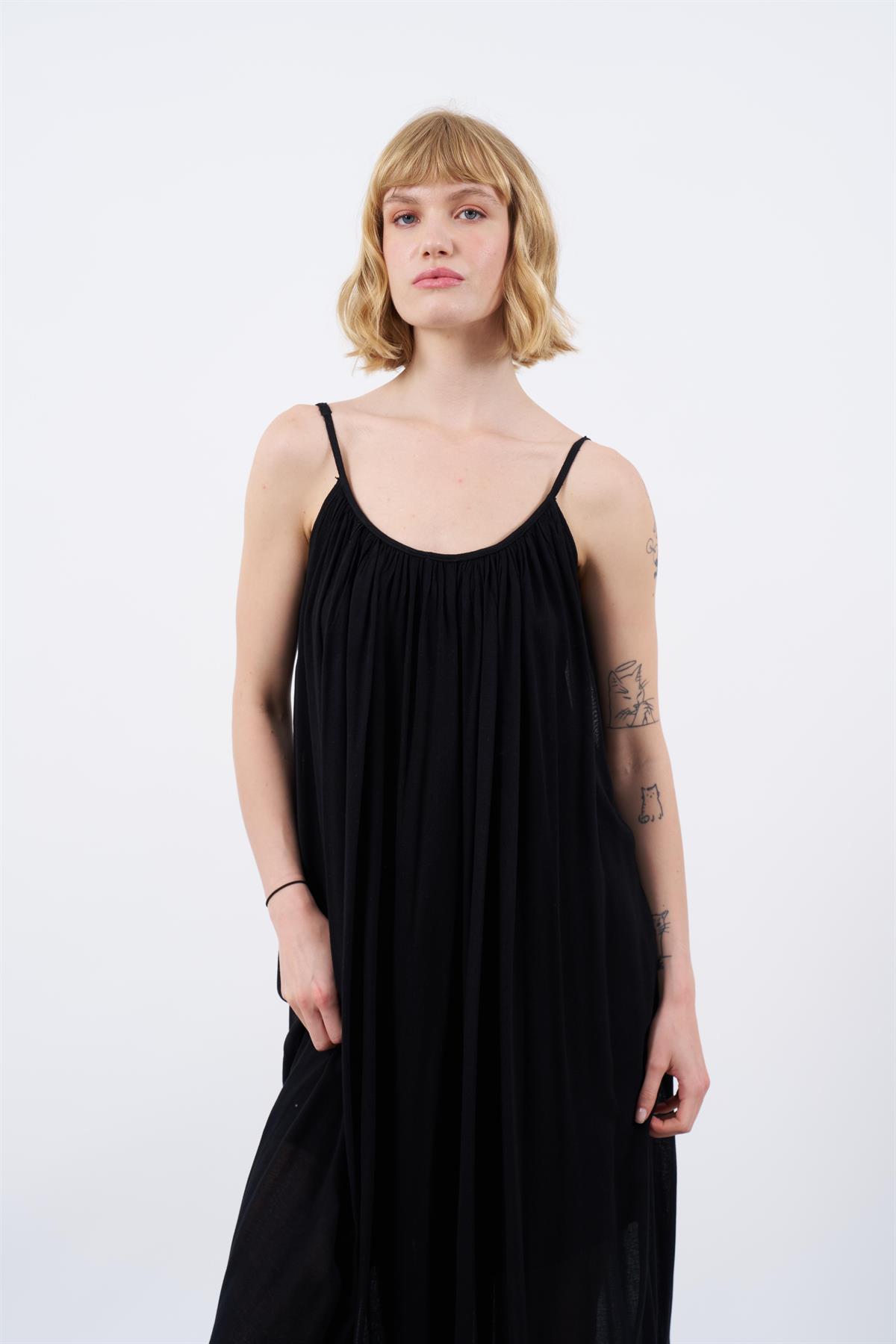 3173 ASKILI ELBİSE SİYAH