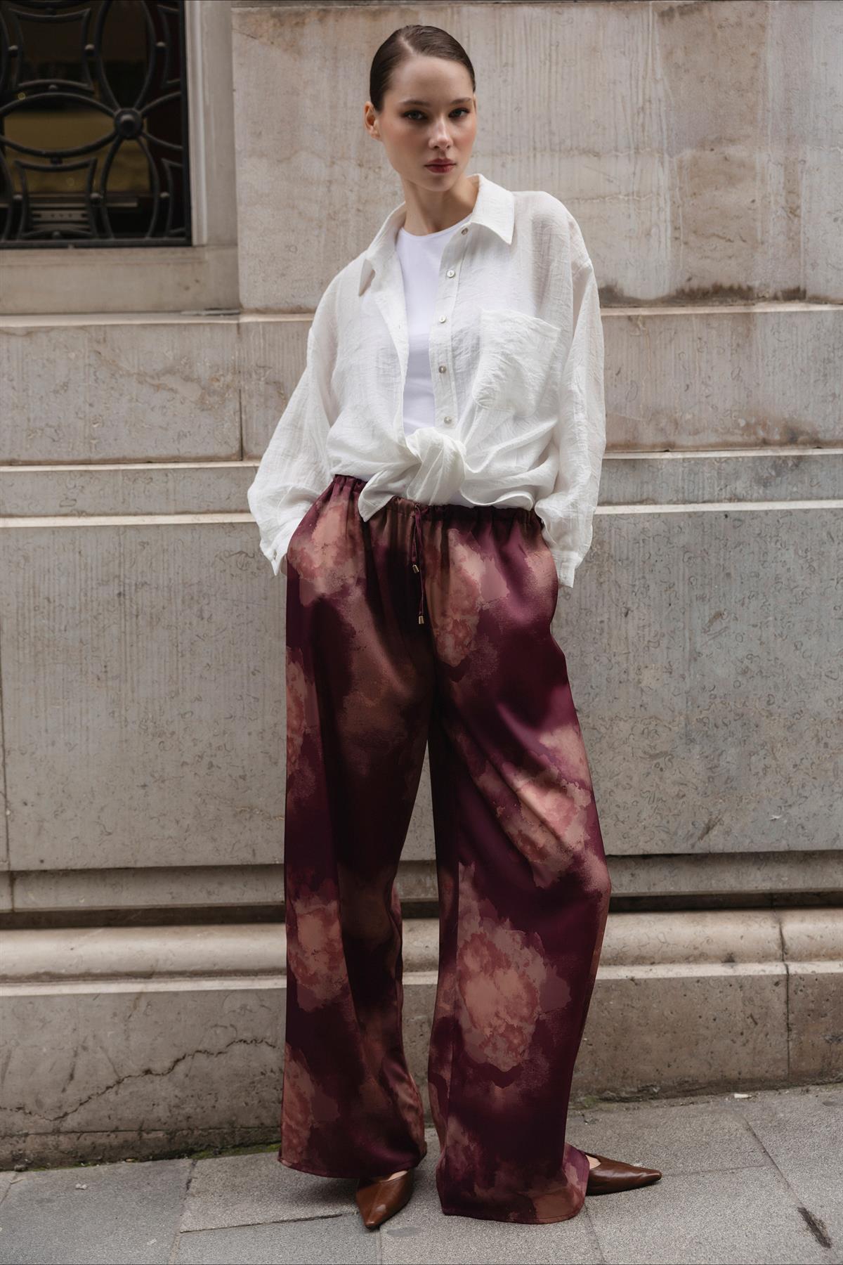 51138 EMPİRME SATEN PANTOLON MÜRDÜM