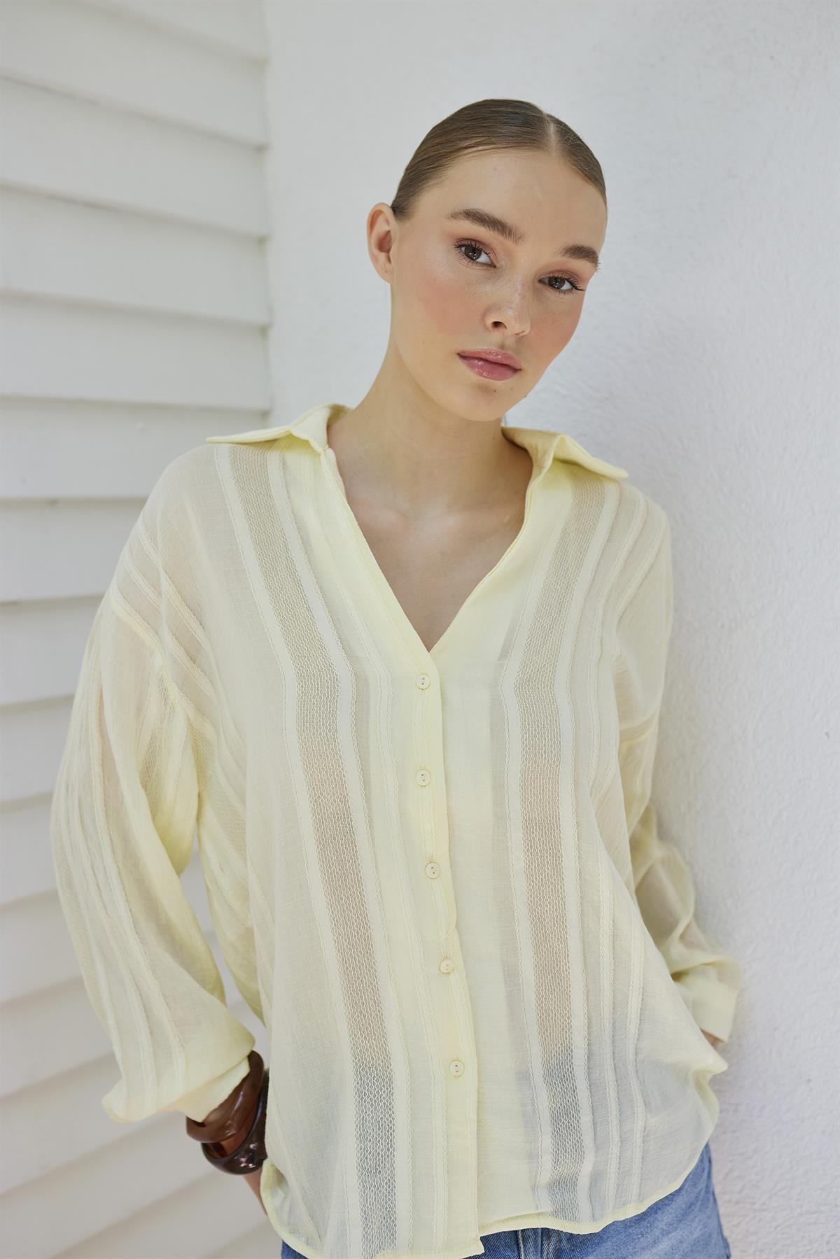 4914 TRANSPARAN GÖMLEK SARI