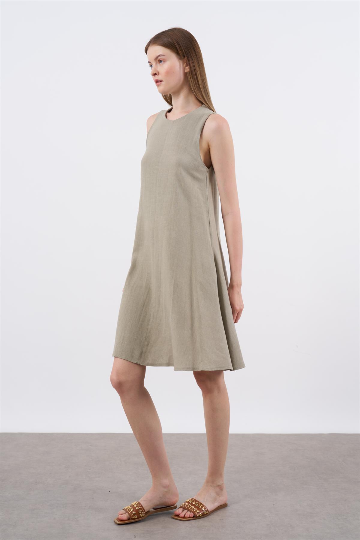 3181 SIFIR KOL KETEN ELBİSE HAKİ