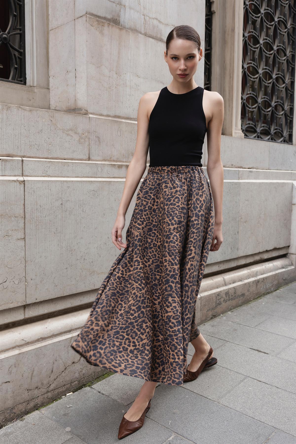 3278 LEOPAR DESEN ETEK KAHVE