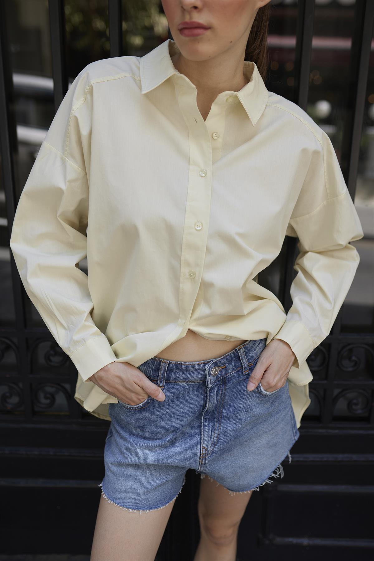 4943 POPLİN GÖMLEK SARI