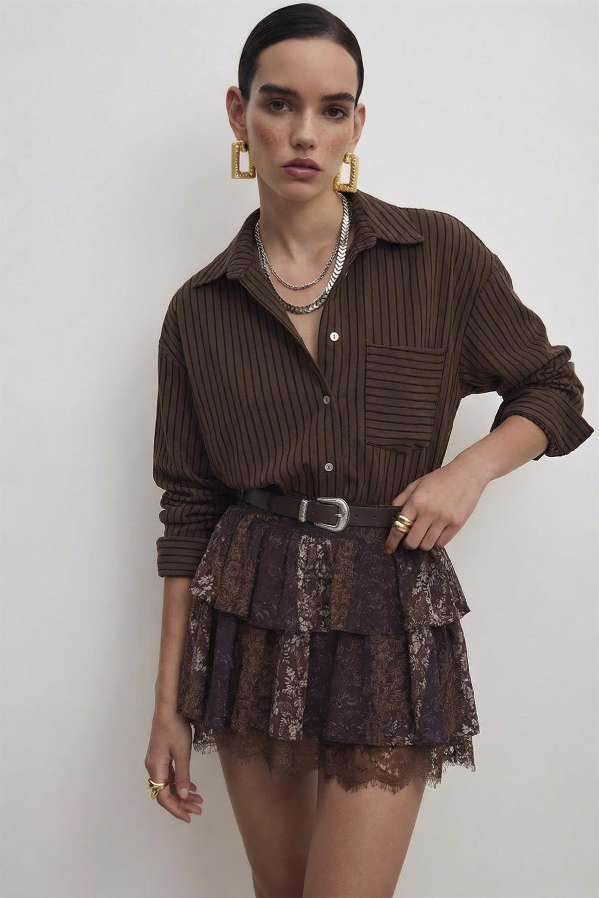 5000 OVERSIZE GÖMLEK KAHVE