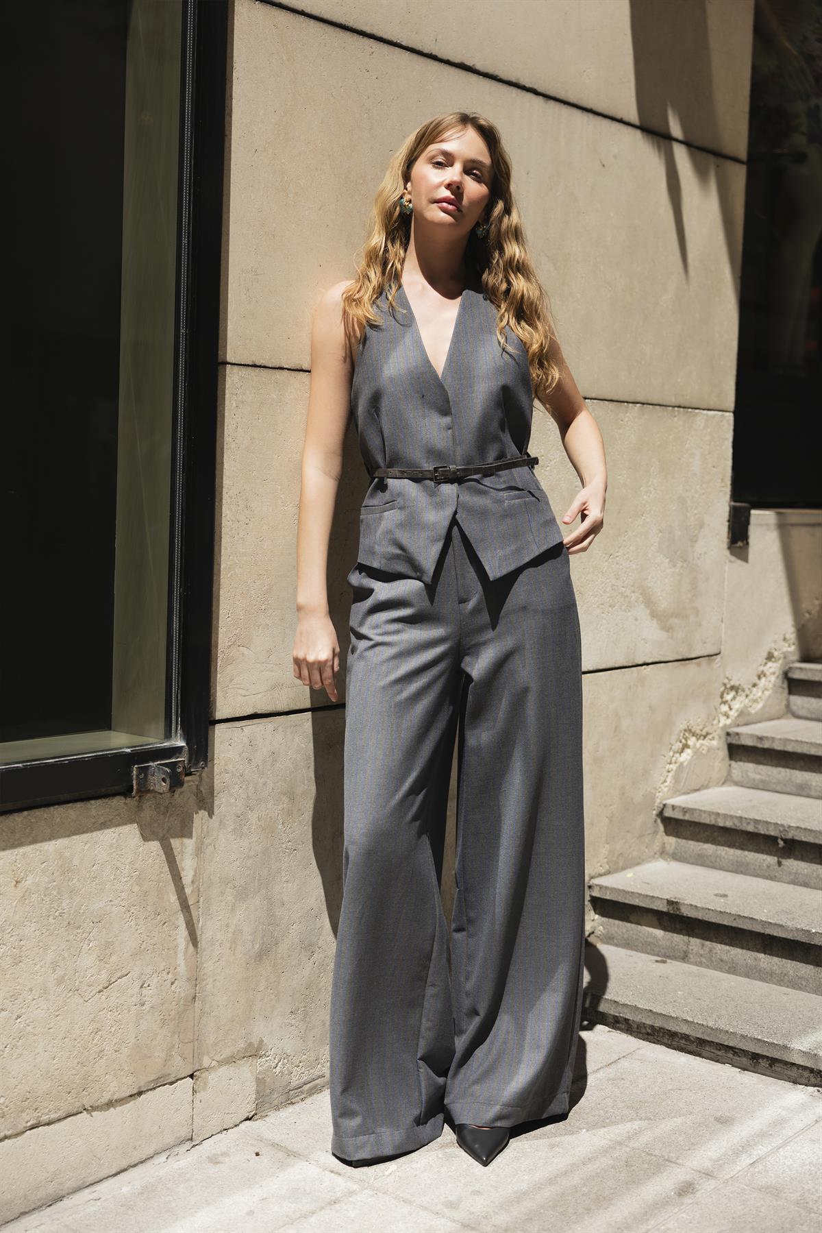 9569 YELEK PANTOLON TAKIM ANTRASİT-MAVİ