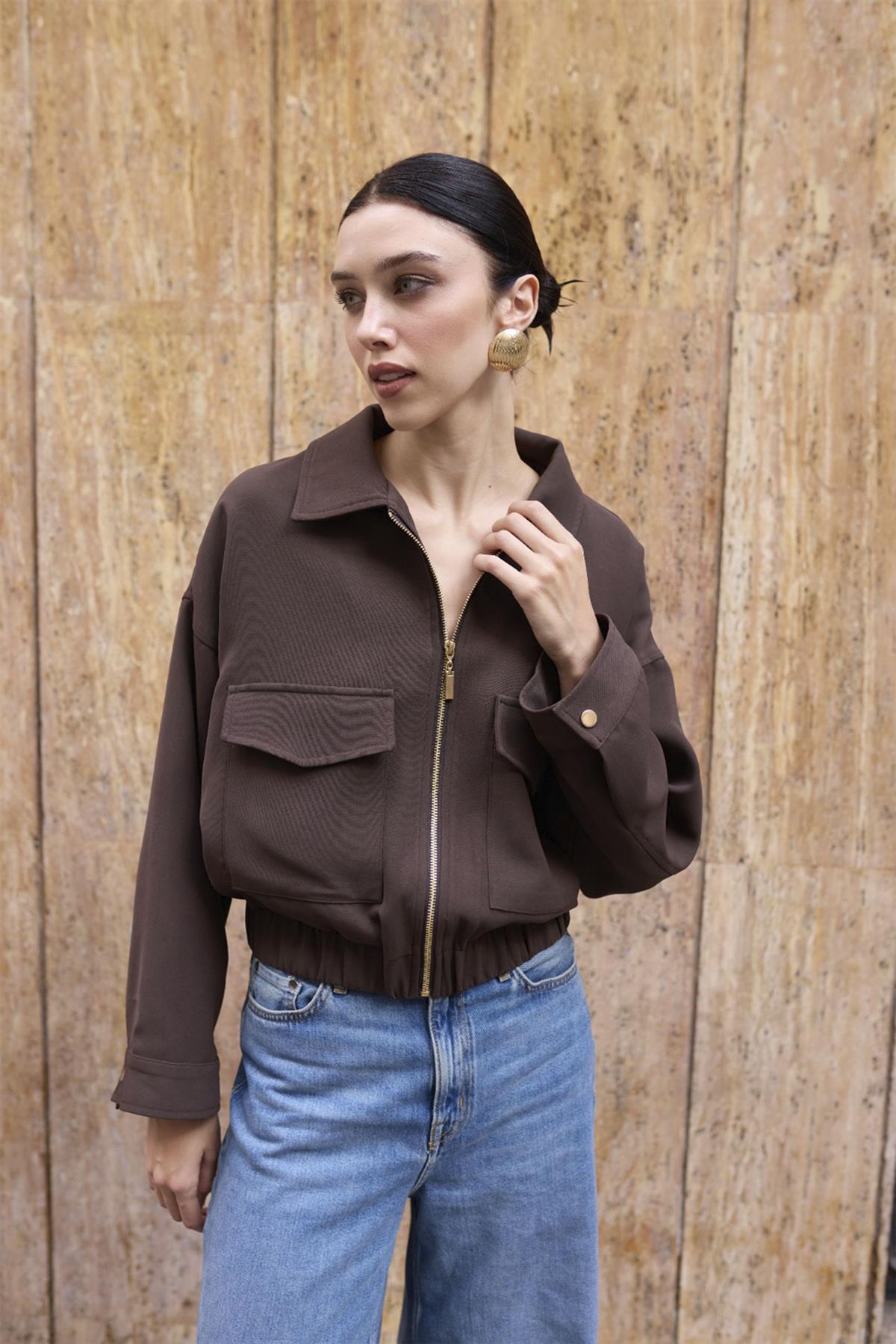 9644 CEPLİ CEKET KAHVE