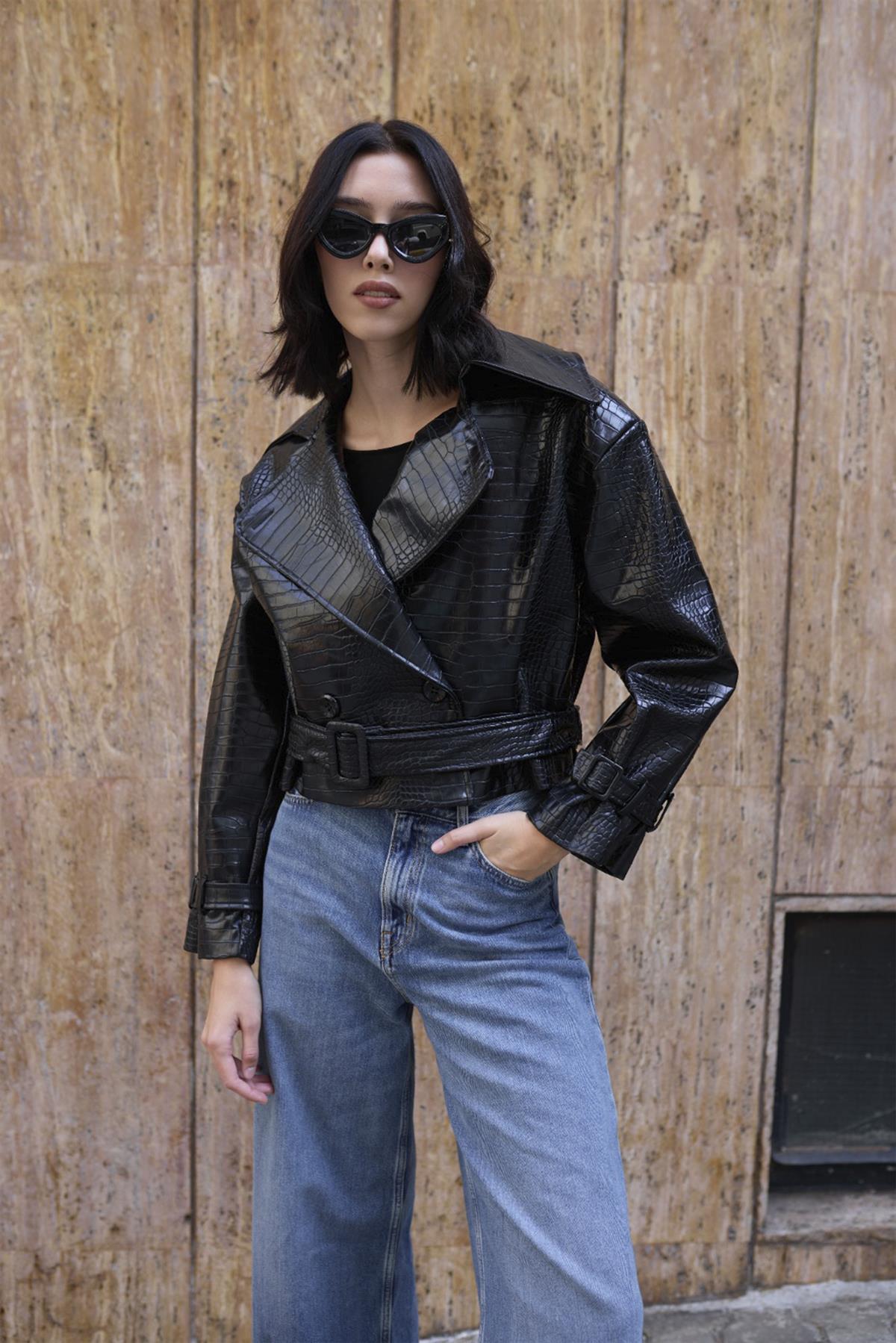 9632 DERİ CEKET SİYAH