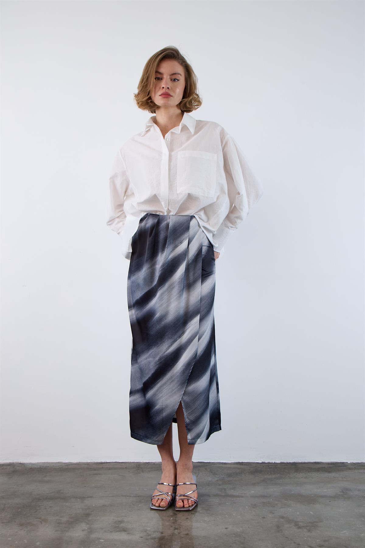 3266 EMPİRME SATEN ETEK FÜME