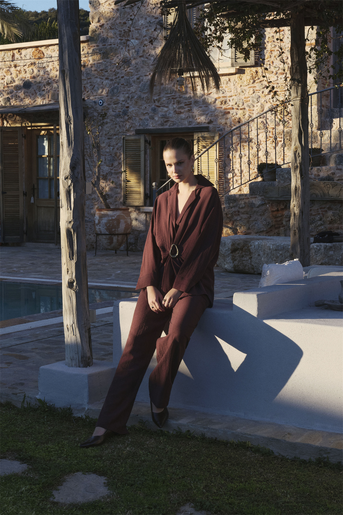 51234 TOKALI GÖMLEK PANTOLON TAKIM KOYU KAHVE