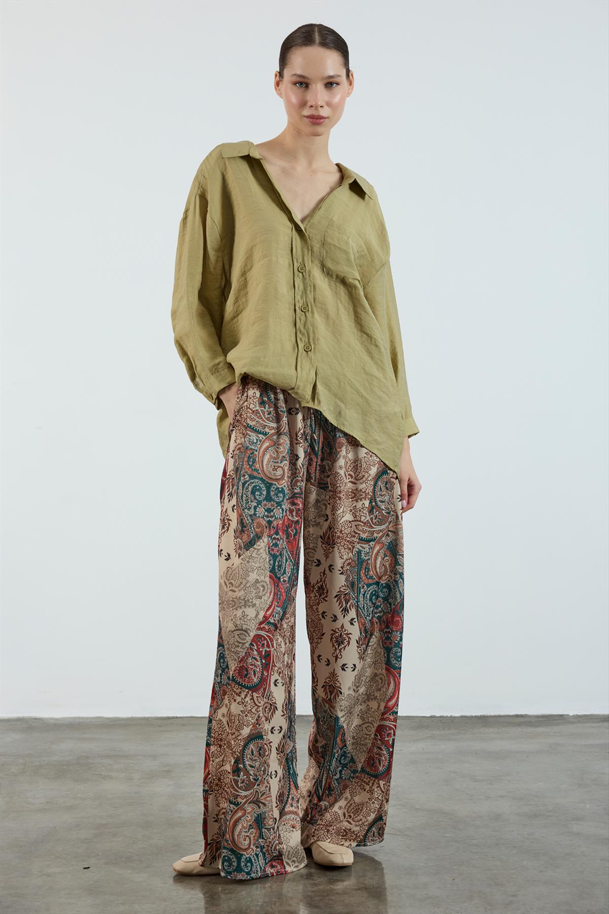 51139 EMPİRME SATEN PANTOLON TAŞ