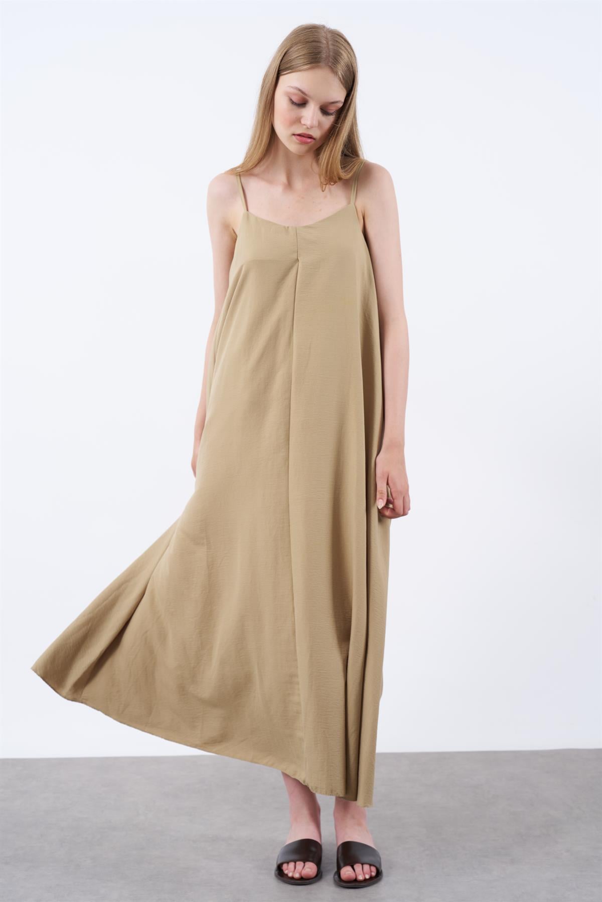2975 ASKILI ELBİSE CAMEL