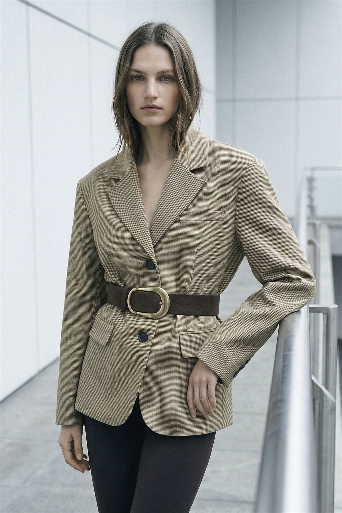 9720 KEMERLİ PİTİKARELİ CEKET (9499) HARDAL