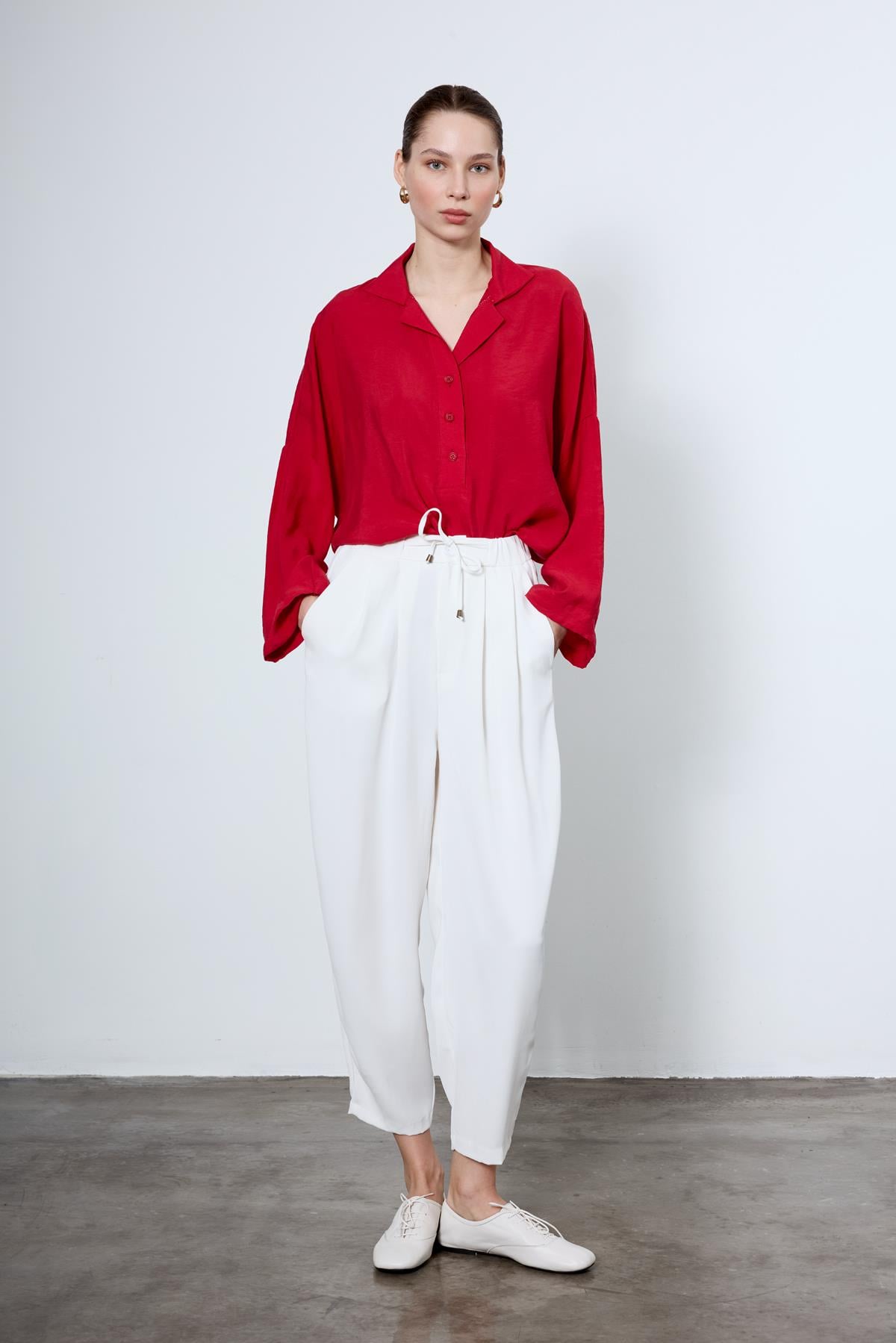 4953 POLO YAKA BLUZ KIRMIZI