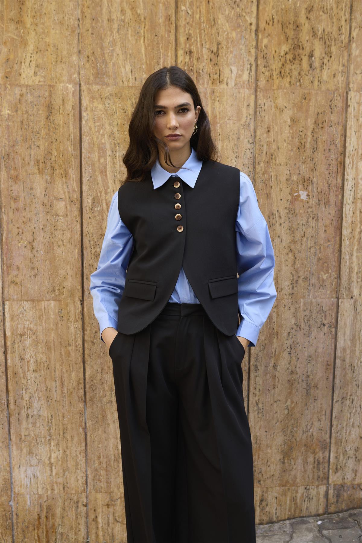 9595 YELEK PANTOLON TAKIM SİYAH