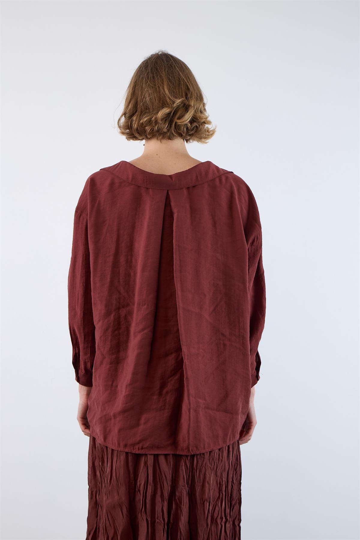 4612 DÜŞÜK OMUZLU OVERSİZE GÖMLEK KİREMİT