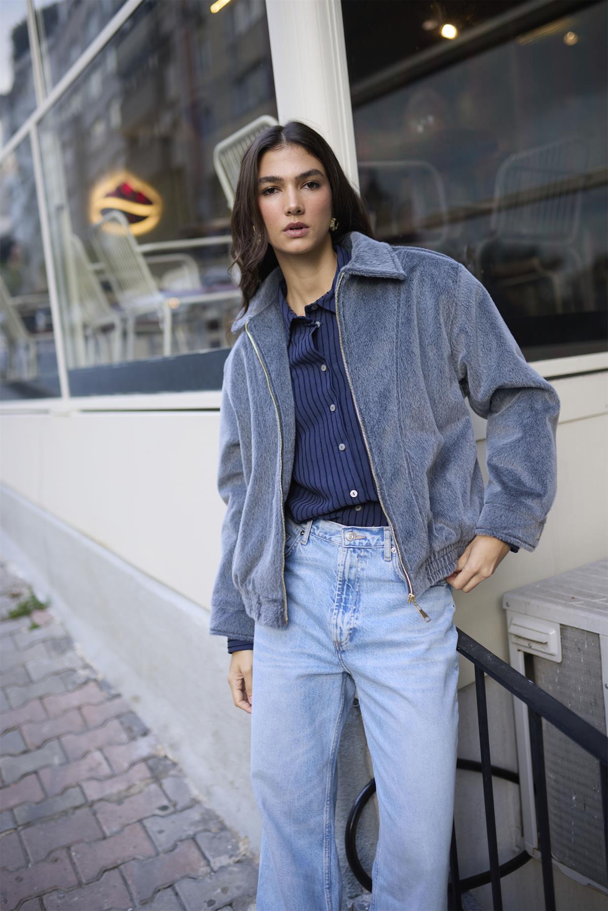 9648 BOMBER CEKET GRİ