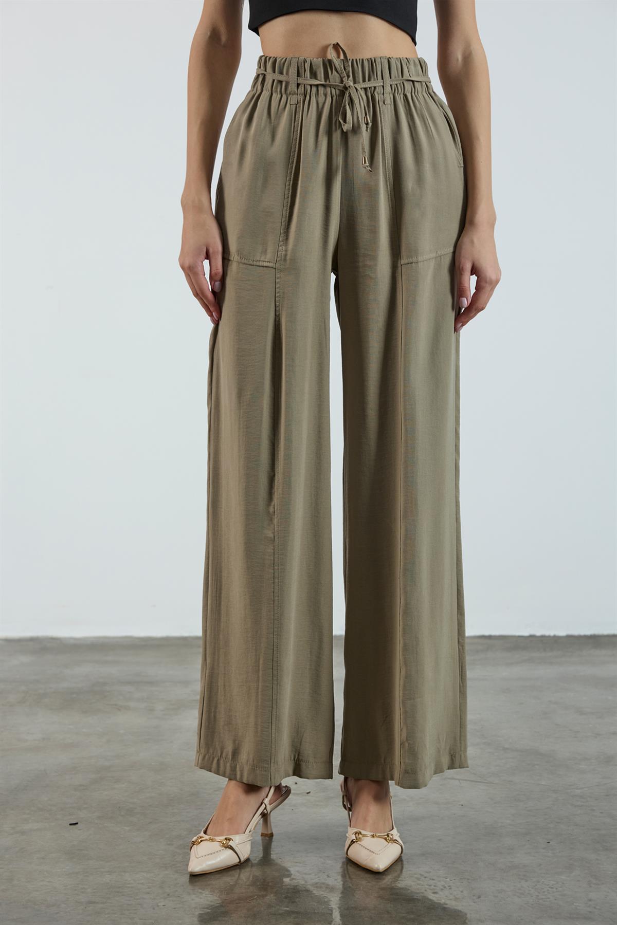 51120 BELİ LASTİKLİ PANTOLON HAKİ