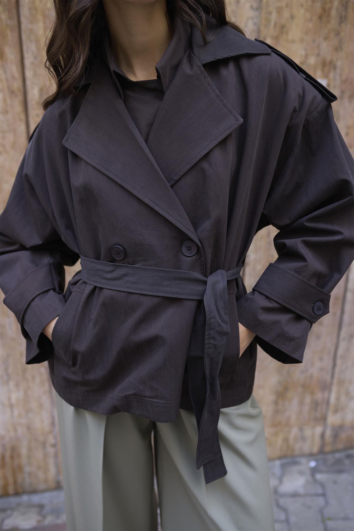 9609 KISA TRENÇ KAHVE