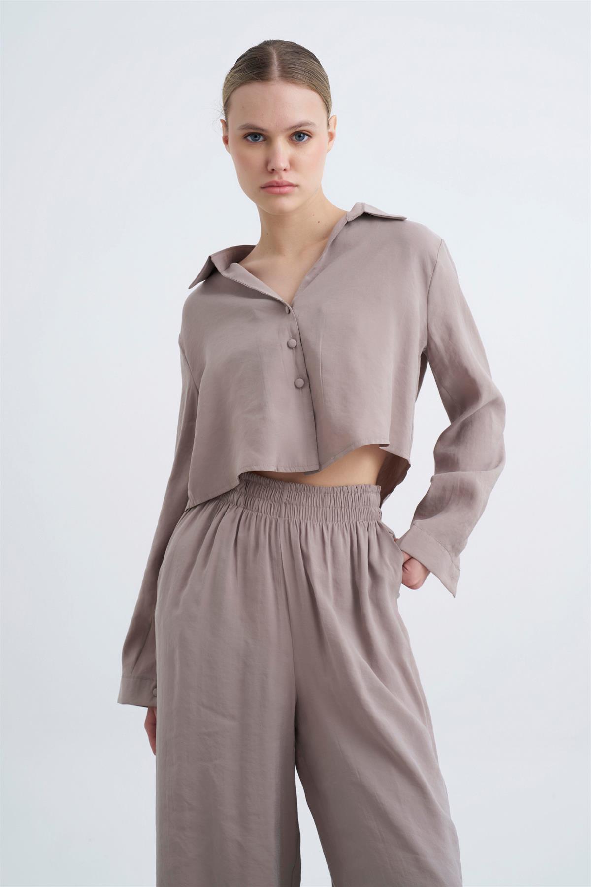 50960 GÖMLEK PANTOLON TAKIM VİZON