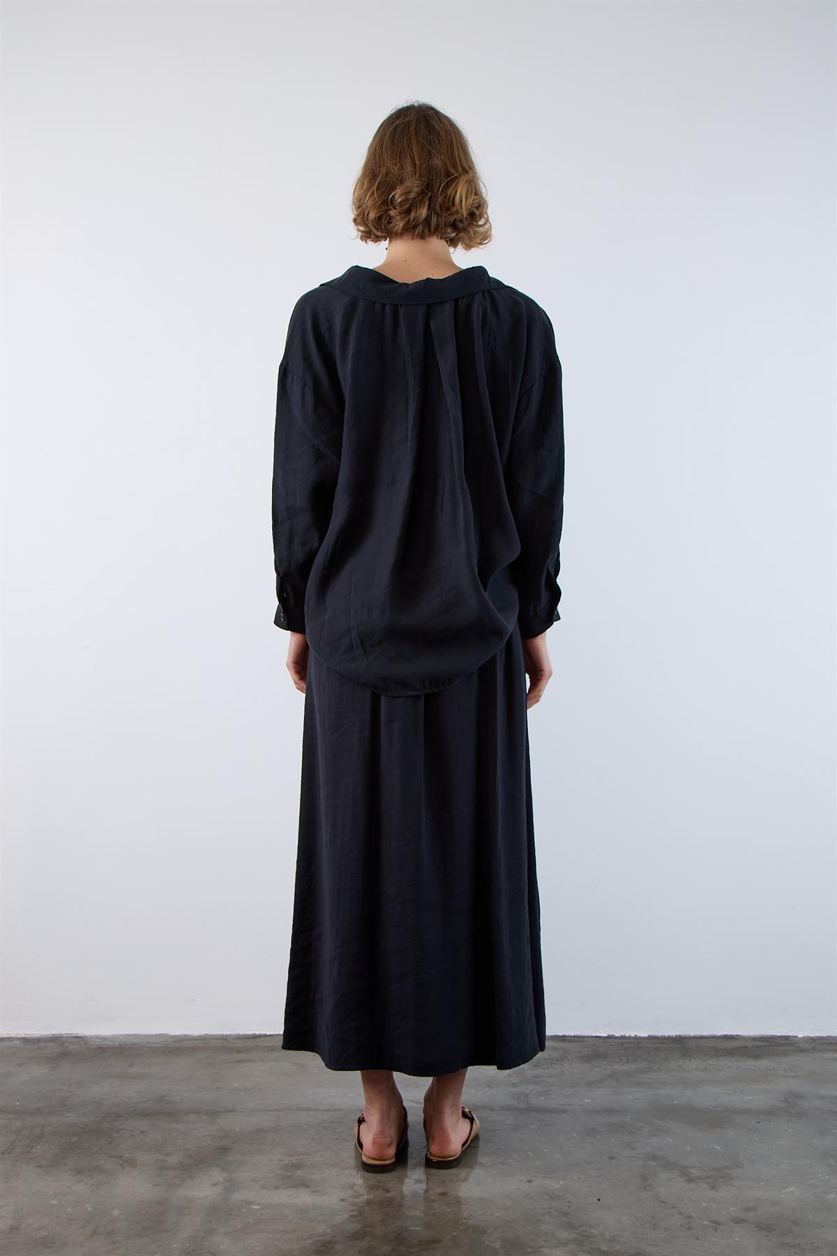 4612 DÜŞÜK OMUZLU OVERSİZE GÖMLEK SİYAH