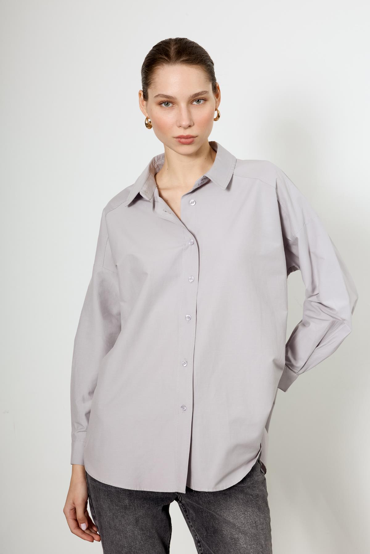 4943 POPLİN GÖMLEK GRİ