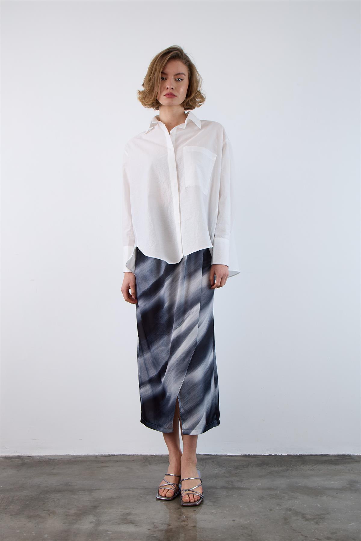 3266 EMPİRME SATEN ETEK FÜME